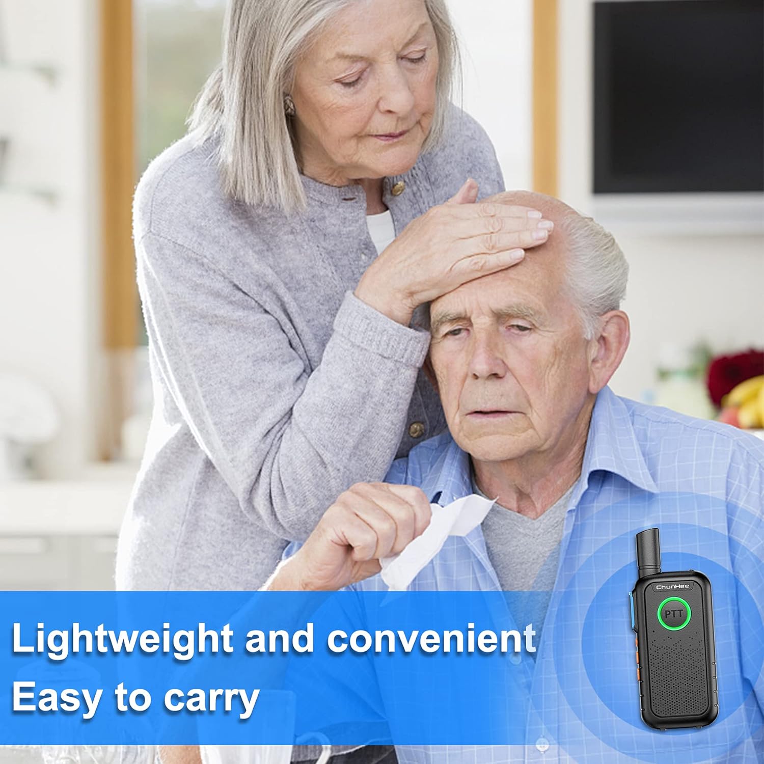 ChunHee Wireless Intercom System for Home-Home Intercom System for Elderly/Kids/Pregnant-Wireless Office Intercom Two Way Radio Room to Room Communication System-for Hiking/Camping/Vocation, 2 Pack