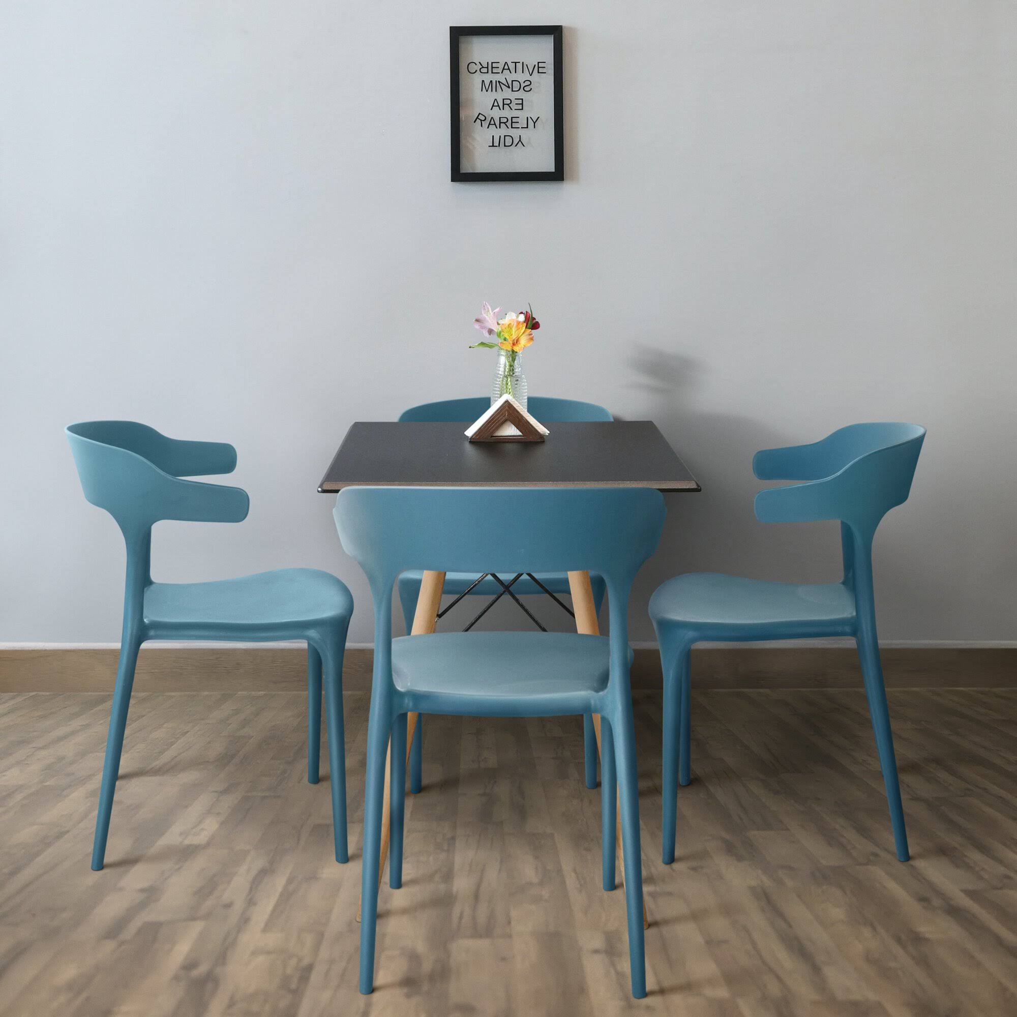 Zenvida Plastic Chairs Set of 4 Stacking Patio Chairs Modern Indoor Outdoor Dining Furniture