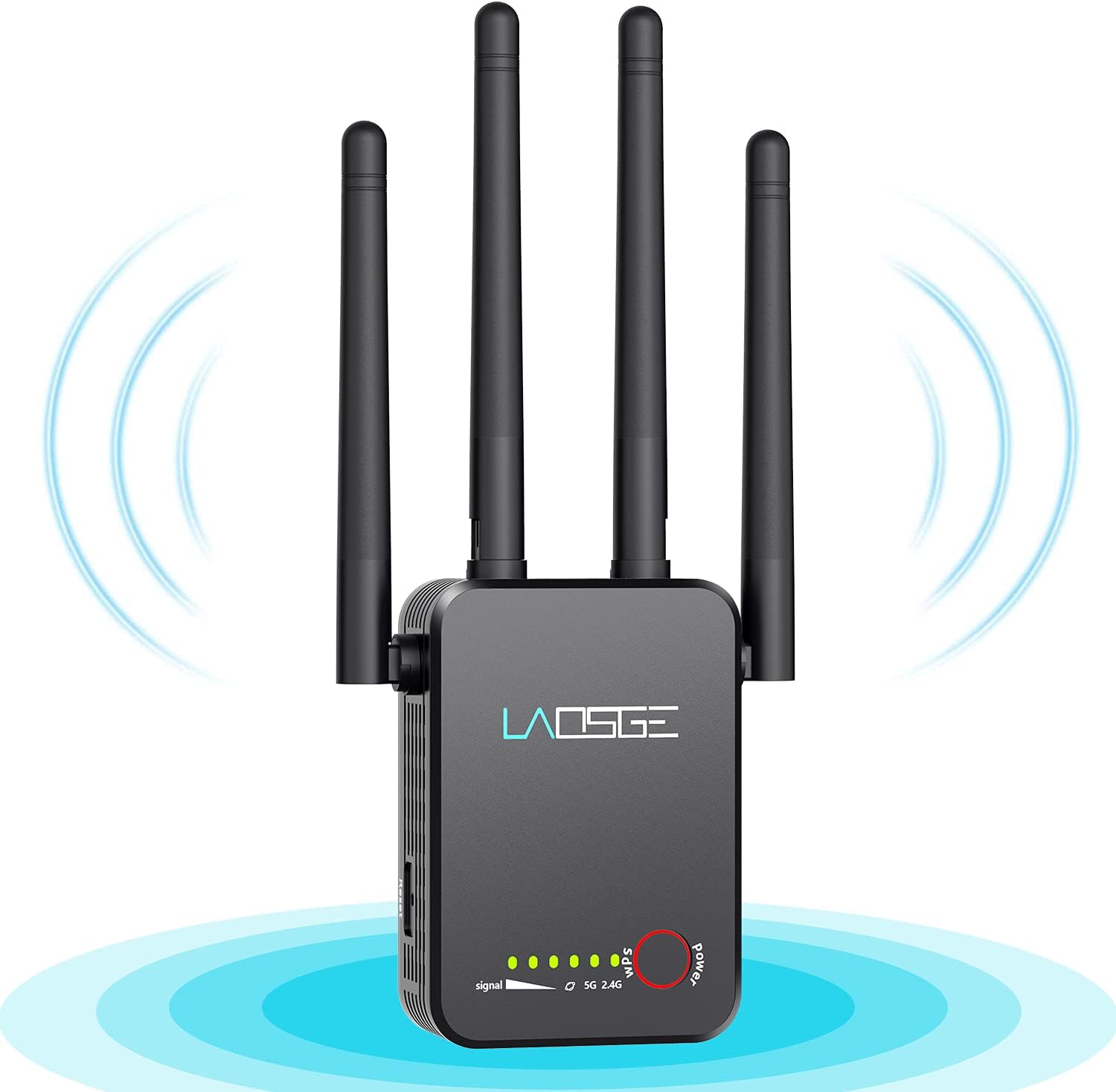 Super WiFi Extender Signal Booster, 1200Mbps WiFi Booster Wireless Internet Extender, 2.4 & 5GHz Dual Band WiFi Repeater with Ethernet/LAN Port (New Model) White (Black) Pack of 2