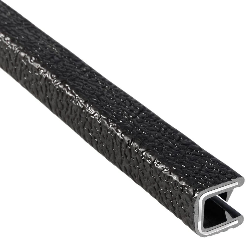 Trim-Lok Edge Trim - Fits 1/4? Edge, 1/2? Leg Length, 100? Length, Black, Pebble Texture - Flexible PVC Edge Protector for Sharp