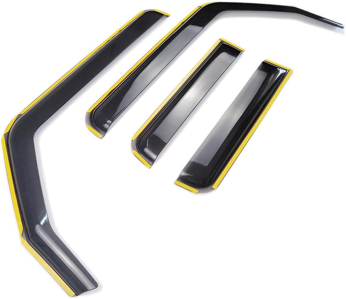 XBEEK in-Channel Side Window Deflectors Ventvisor Front and Rear Visors Compatible with 2018-2021 2022 Jeep Wrangler JL and Gladiator JT 2020-2022 Accessories (4-Door)