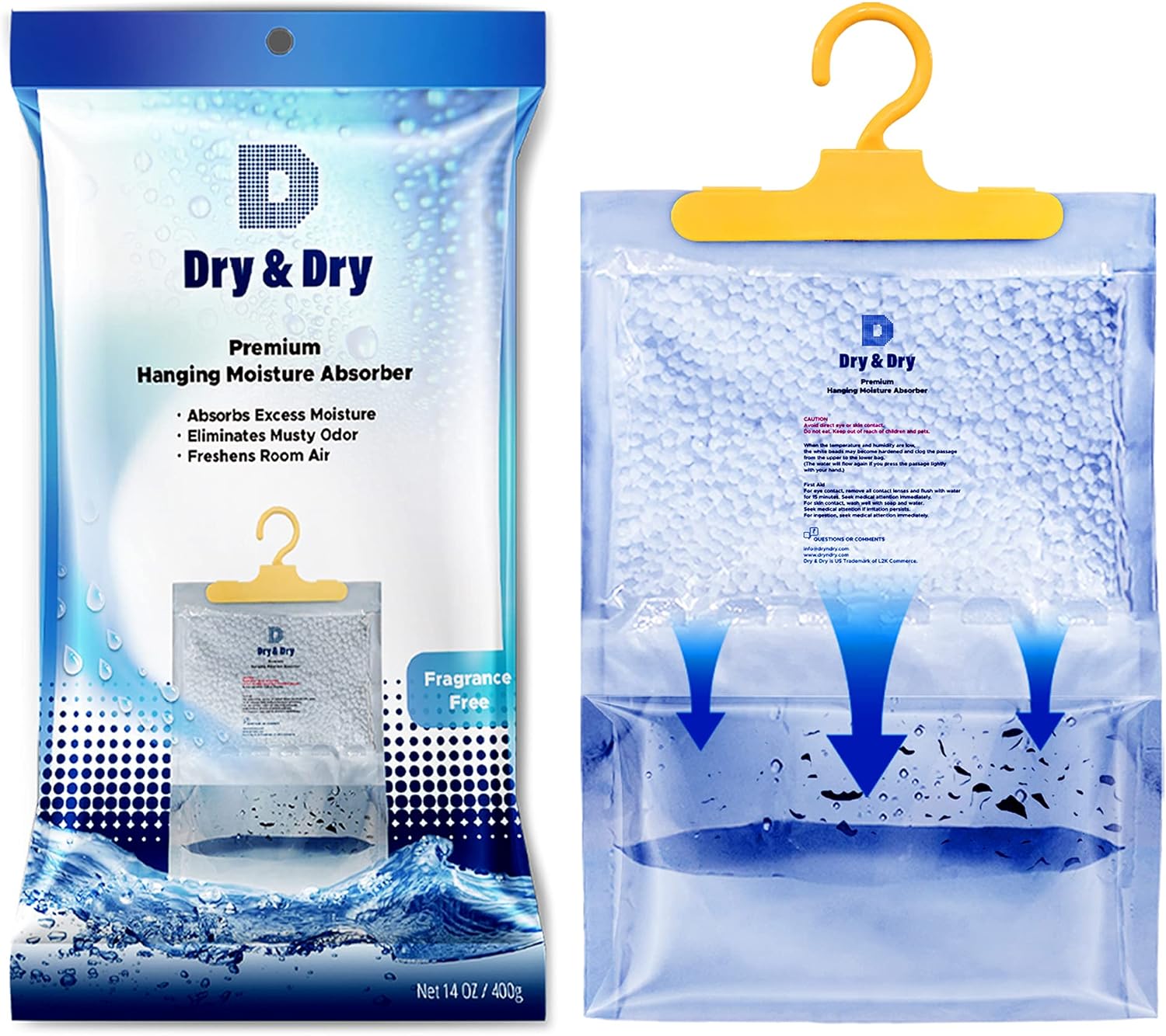 Dry & Dry 35 Packs [Net 14.1 Oz/Pack] Moisture Absorbers to Control Excess Moisture for Basements, Closets, Bathrooms, Laundry Rooms. - Ultra Strong Hanging Moisture Absorbers