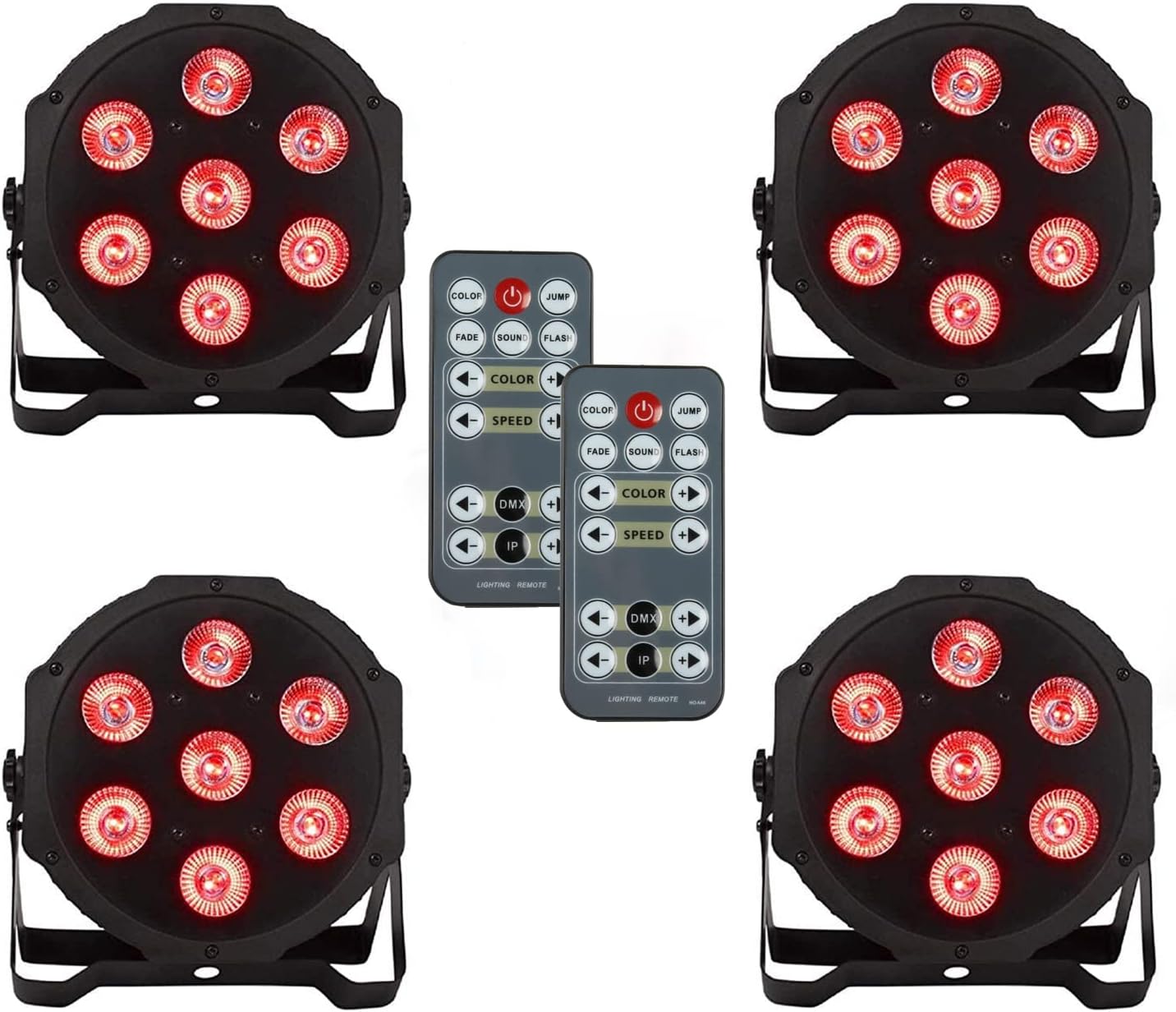 SHEHDS 12x3w LED Stage Lihgts RGBW DJ Lights Remote and DMX Controll Flat Par Lights Auto Play Uplights Party Lights for Church Night Club Disco Club Dance Wedding Bar - 4 Pack