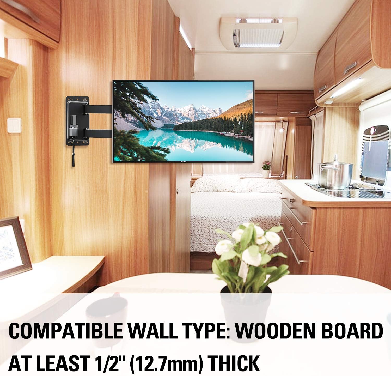 Mounting Dream UL Listed Lockable RV TV Mount for Most 17-43 inch TV, RV Mount for Camper Trailer Motor Home Boat Truck, Full Motion Unique One Step Lock RV TV Wall Mount, VESA 200mm, 44 lbs, MD2210 Pack of 2