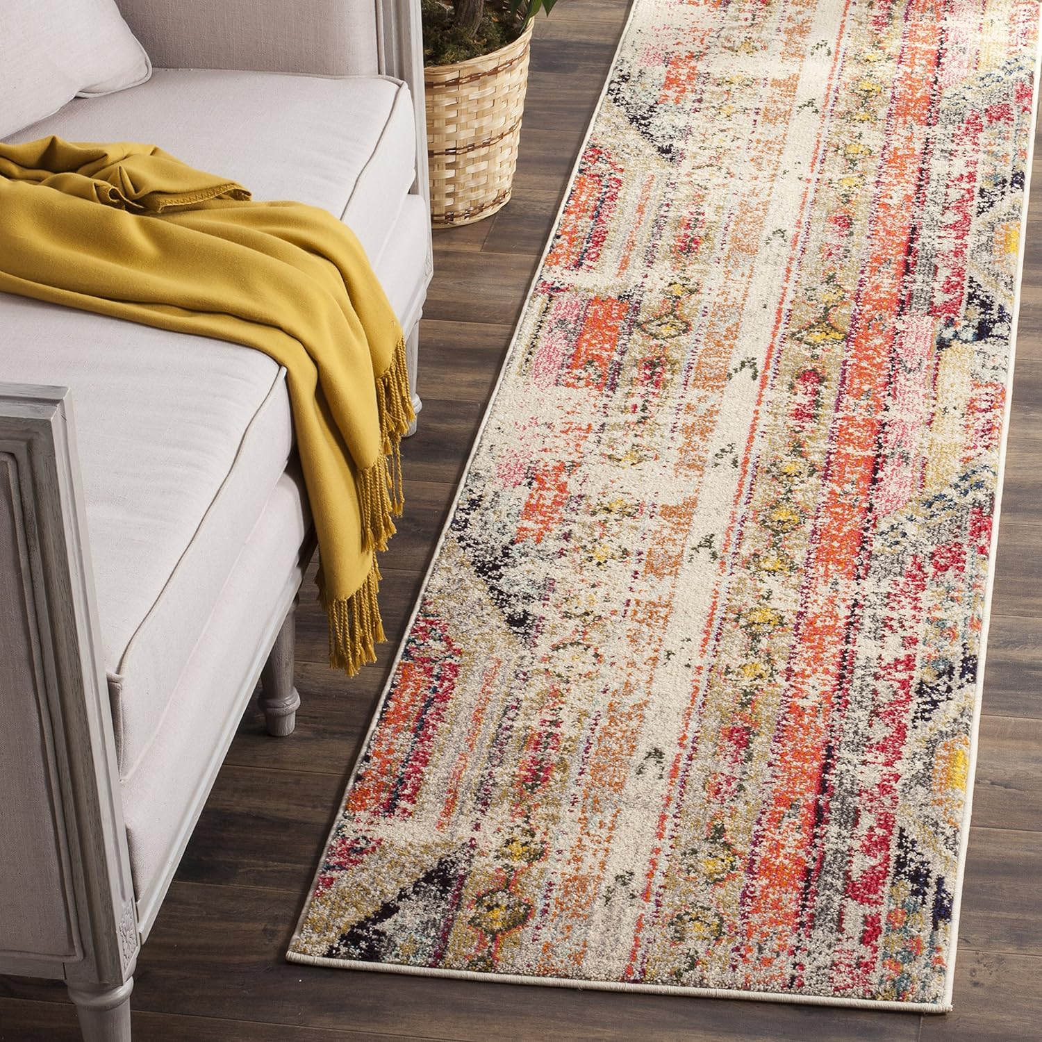 SAFAVIEH Monaco Collection MNC222F Boho Chic Tribal Distressed Non-Shedding Living Room Bedroom Runner, 2'2