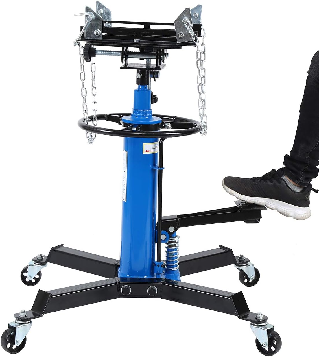 Iglobalbuy 2 Stage 1100lb Adjustable Height Hydraulic Telescoping Transmission Jack with Pedal 360° Swivel Wheel Lift Hoist