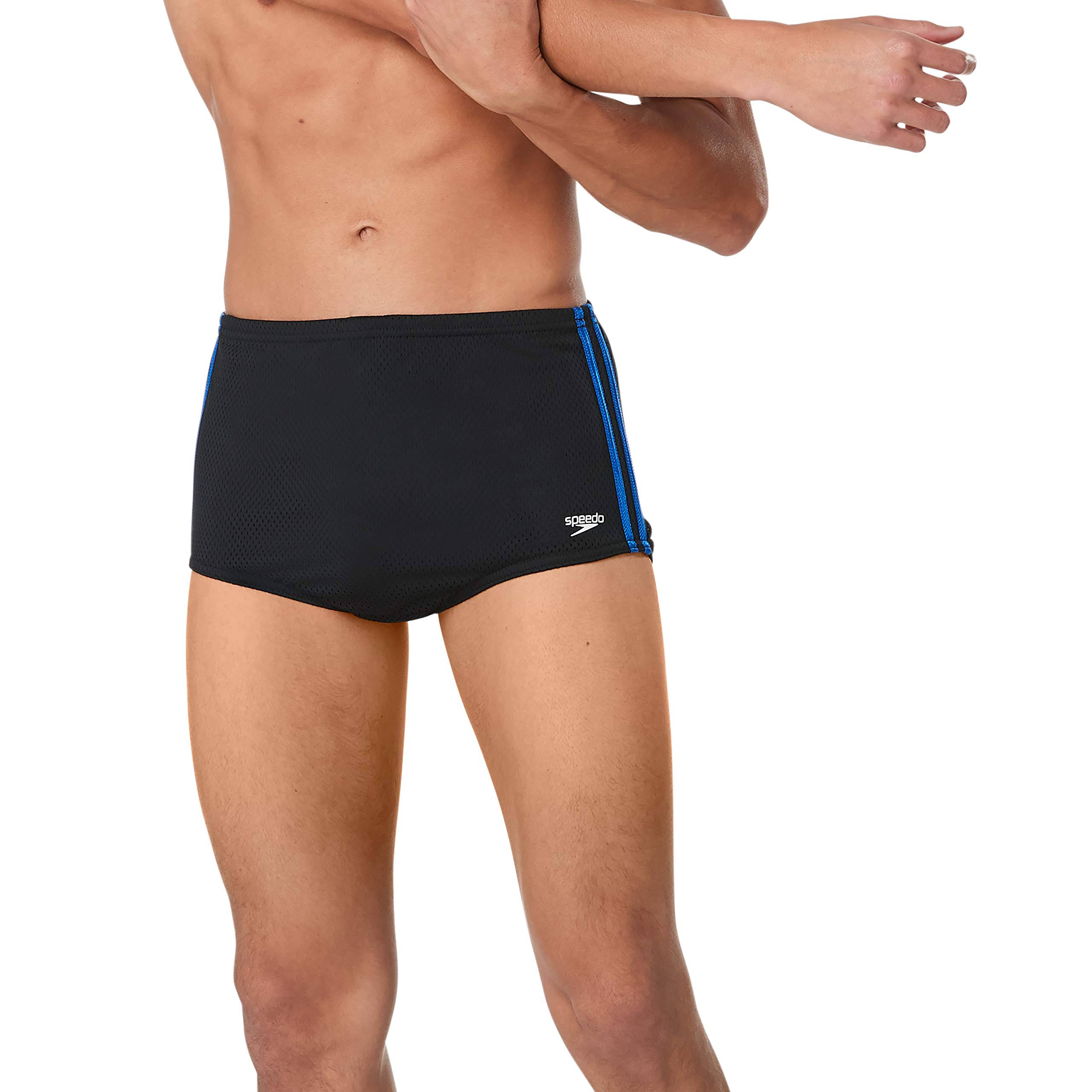 Speedo Poly Mesh Square Leg Black/Blue 40