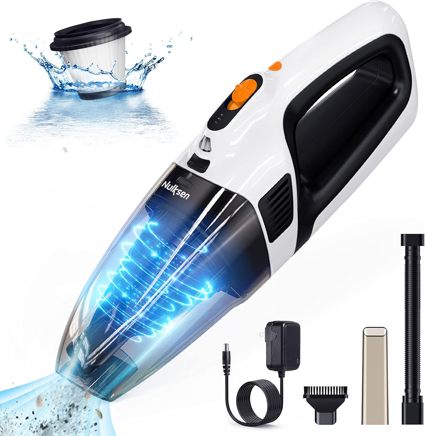Nulksen Handheld Vacuum Cordless Rechargeable, 8500Pa Powerful Portable Handheld Vacuum, Quick Charging, Light Weight Mini Vacuum Cleaner for Home, Office and Car Pack of 2