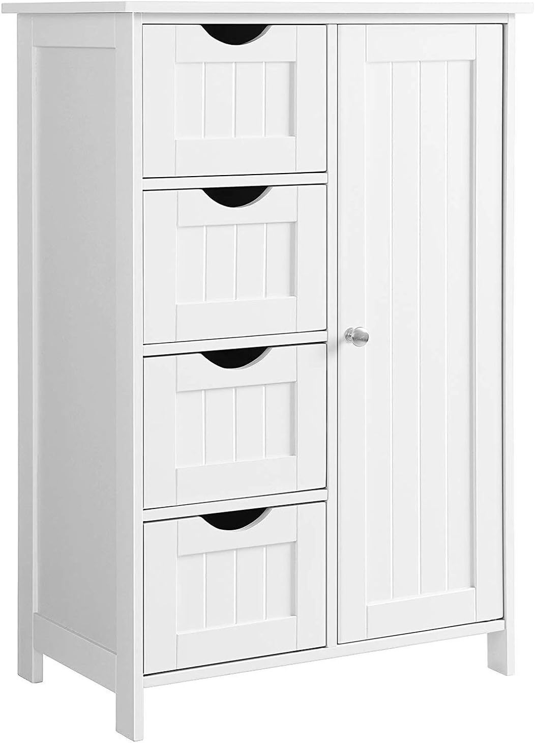 ONME Bathroom Floor Cabinet, Storage Cabinet Wooden with 1 Door & 4 Drawer, Free Standing Wooden Entryway Cupboard Spacesaver Cabinet, Entryway Cupboard, Toy Organizer Cabinet White