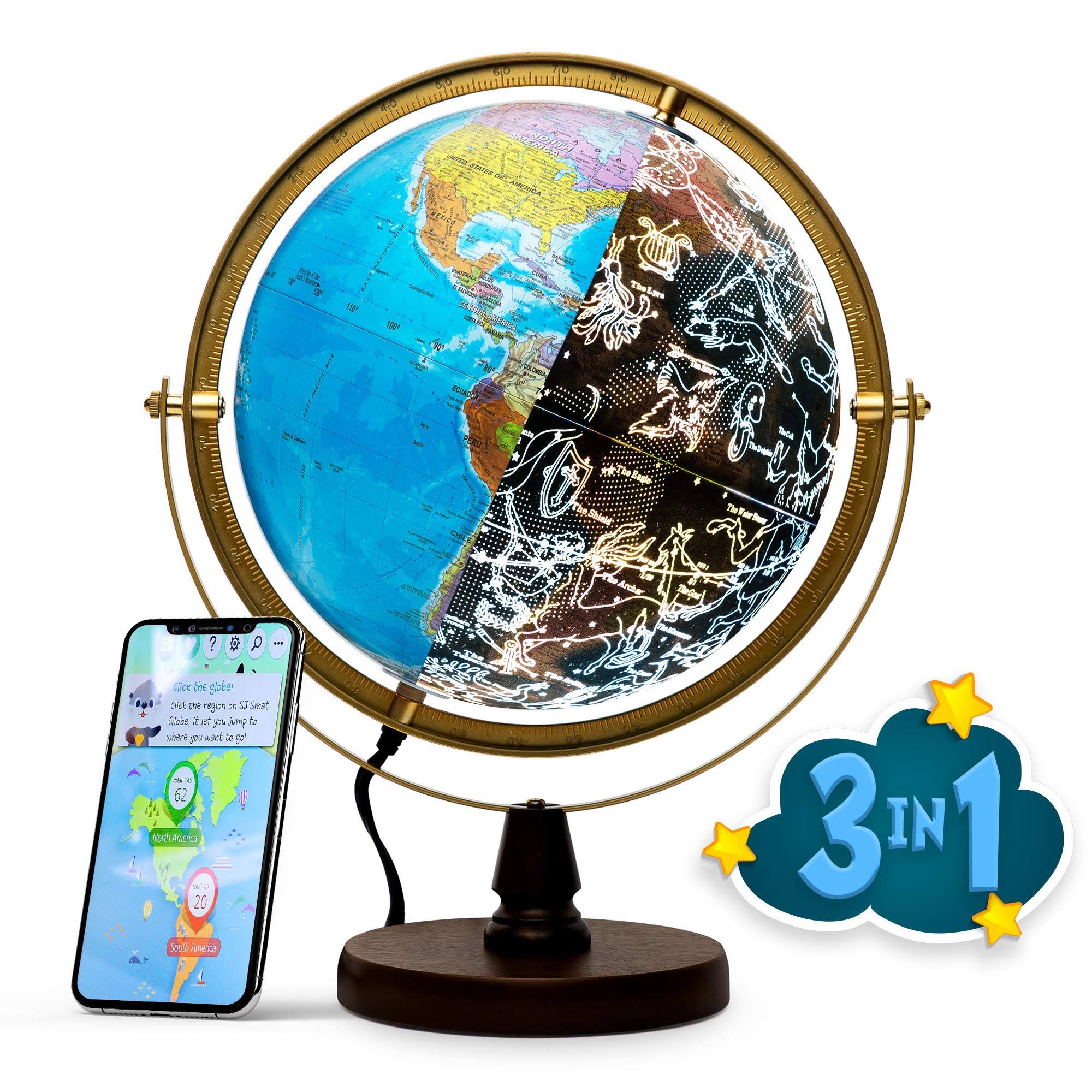 Sj Smart Globe with Interactive App u0026 LED Illuminated Constellations at Night,