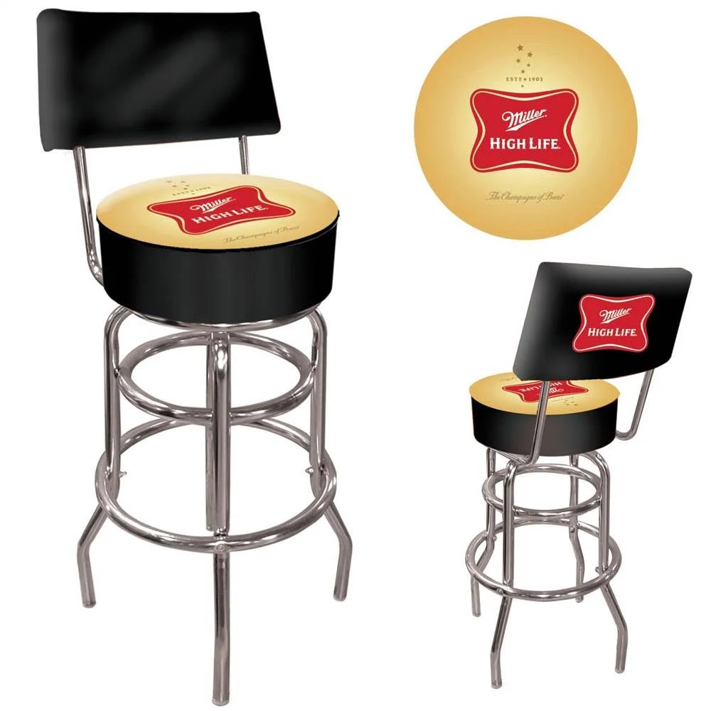 Trademark Miller High Life Padded Bar Stool with Back