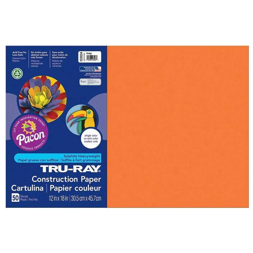 Pacon (5 PK) Tru Ray 12x18 Orange