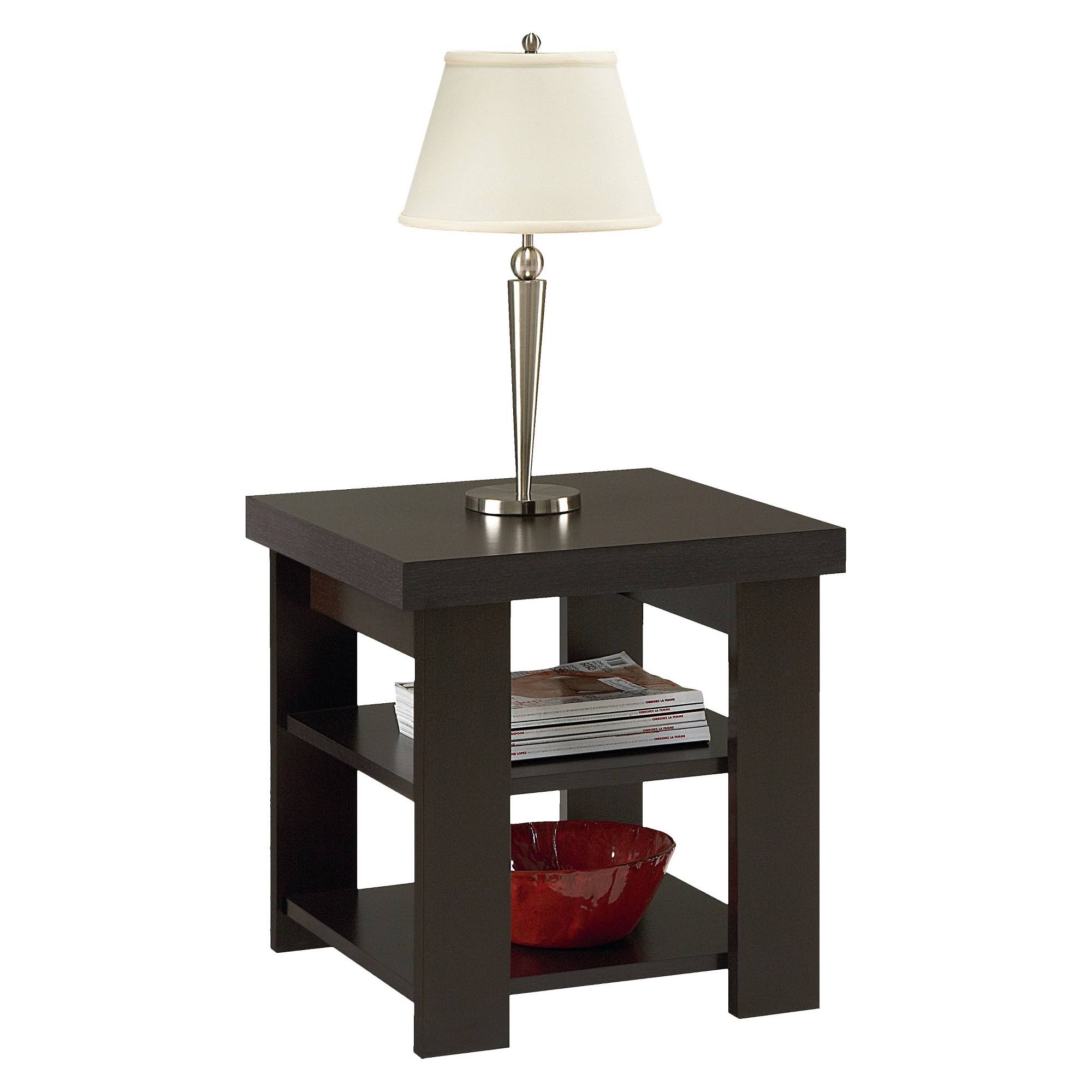 Ameriwood Home Hollow Core Square Wood End Table, Black