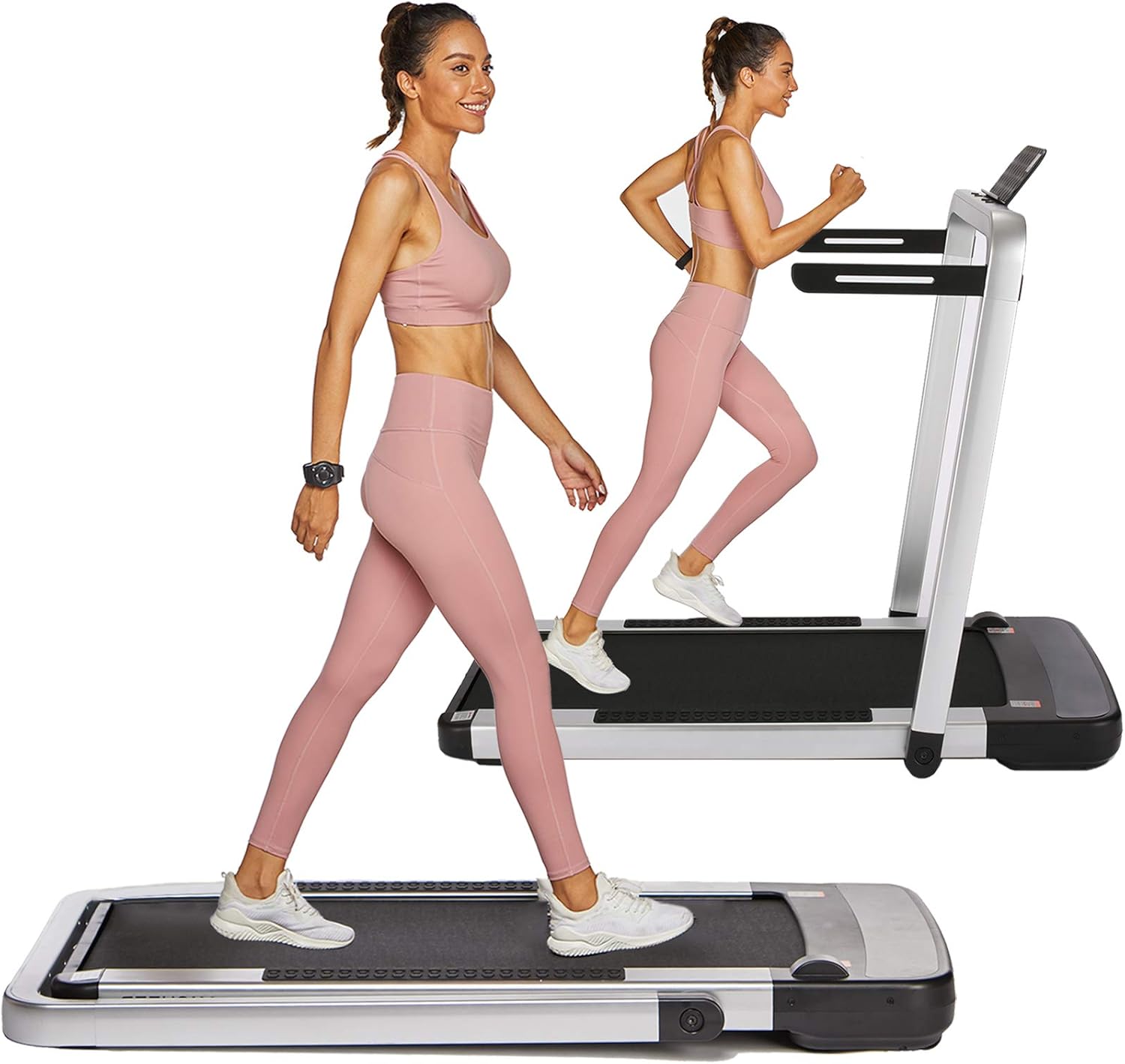 OppsDecor Under Desk Treadmill 2in1 Pad Treadmill Folding Electric Treadmill Remote Control Walking Running Machine with APP for Home Office Workout Indoor Exercise Machine