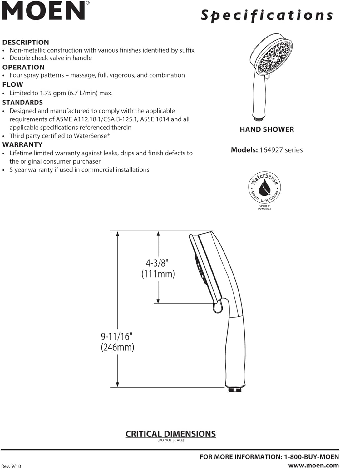 Moen 164927BN Replacement 4-Function Eco-Performance Handheld Showerhead, Oil Rubbed Bronze Pack of 2