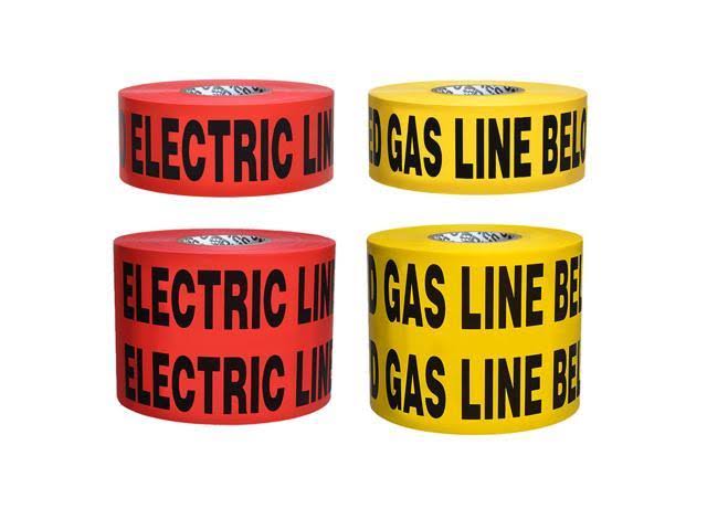 Presco Underground Non-Detectable Warning Tape: 6 in. x 333-3/10 yds. (Yellow with Black &Caution: Buried Gas Line Below& Printi