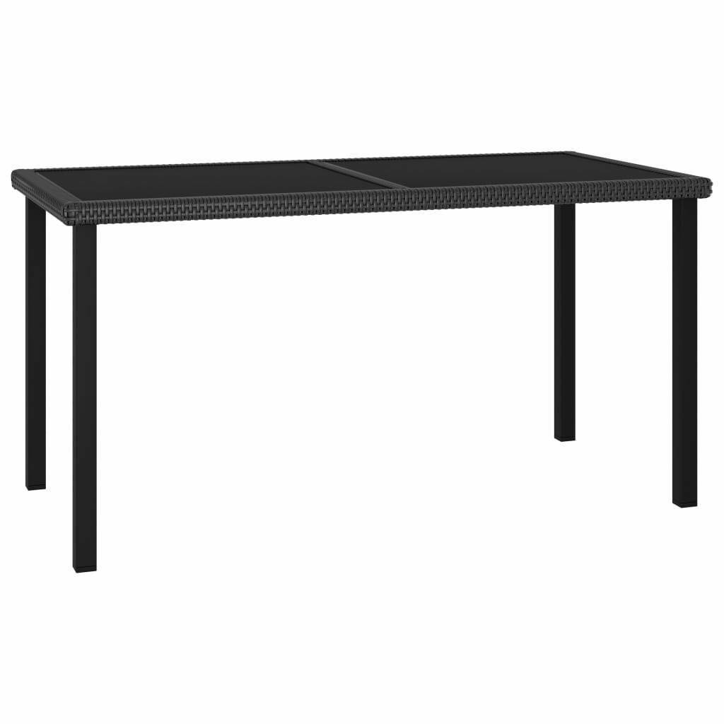 vidaXL Garden Dining Table Black 55.1x22x27.6x22x28.7x22 Poly Rattan