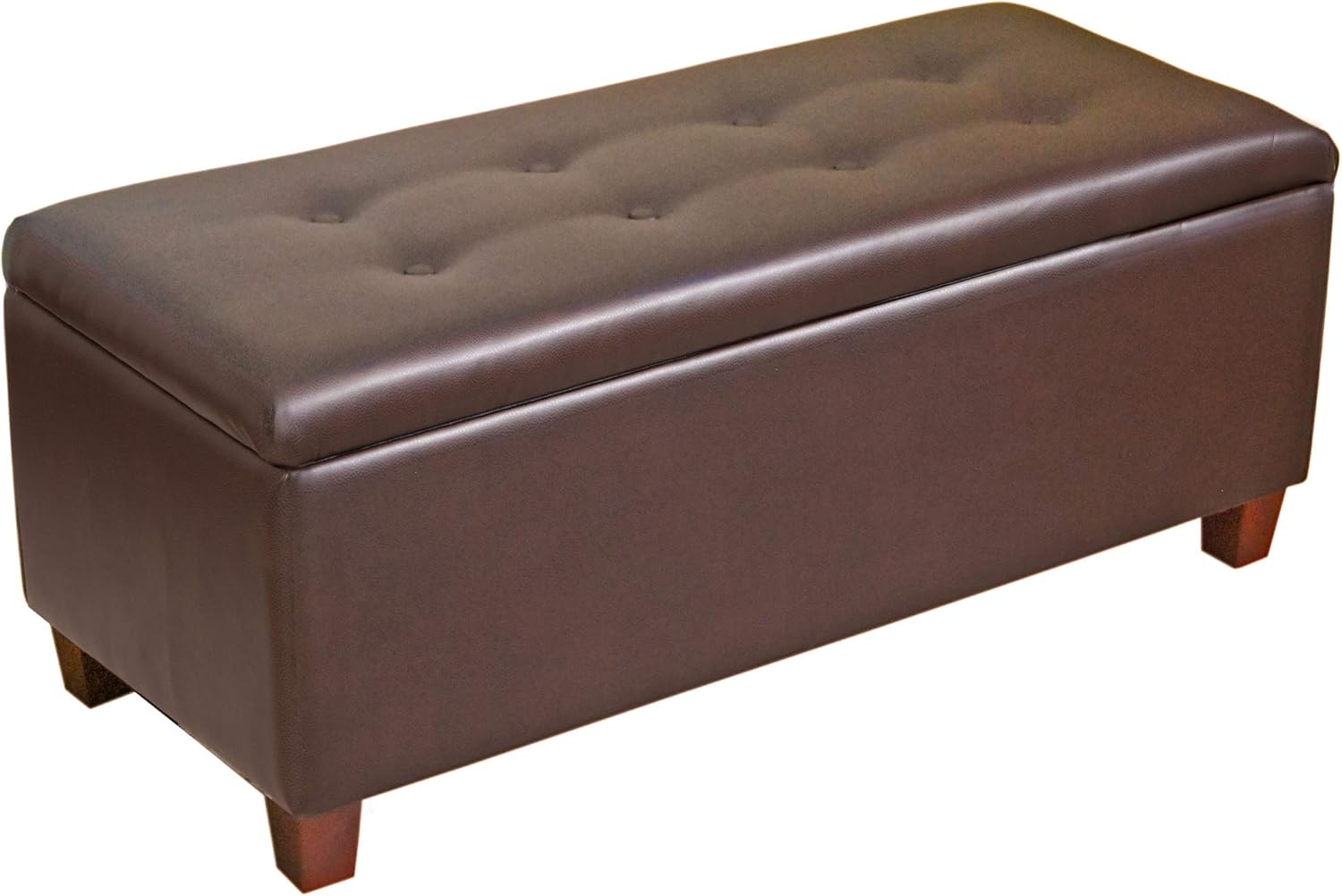 HomePop Round Leatherette Storage Ottoman with Lid, Teal Pack of 2