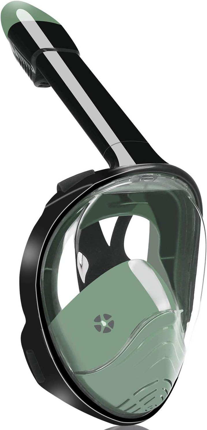 QingSong Full Face Snorkel Mask, Snorkeling Mask with Detachable Camera Mount, 180 Degree Panoramic View Anti-Fog Anti-Leak Snorkel Set for Kids & Adult Pack of 2