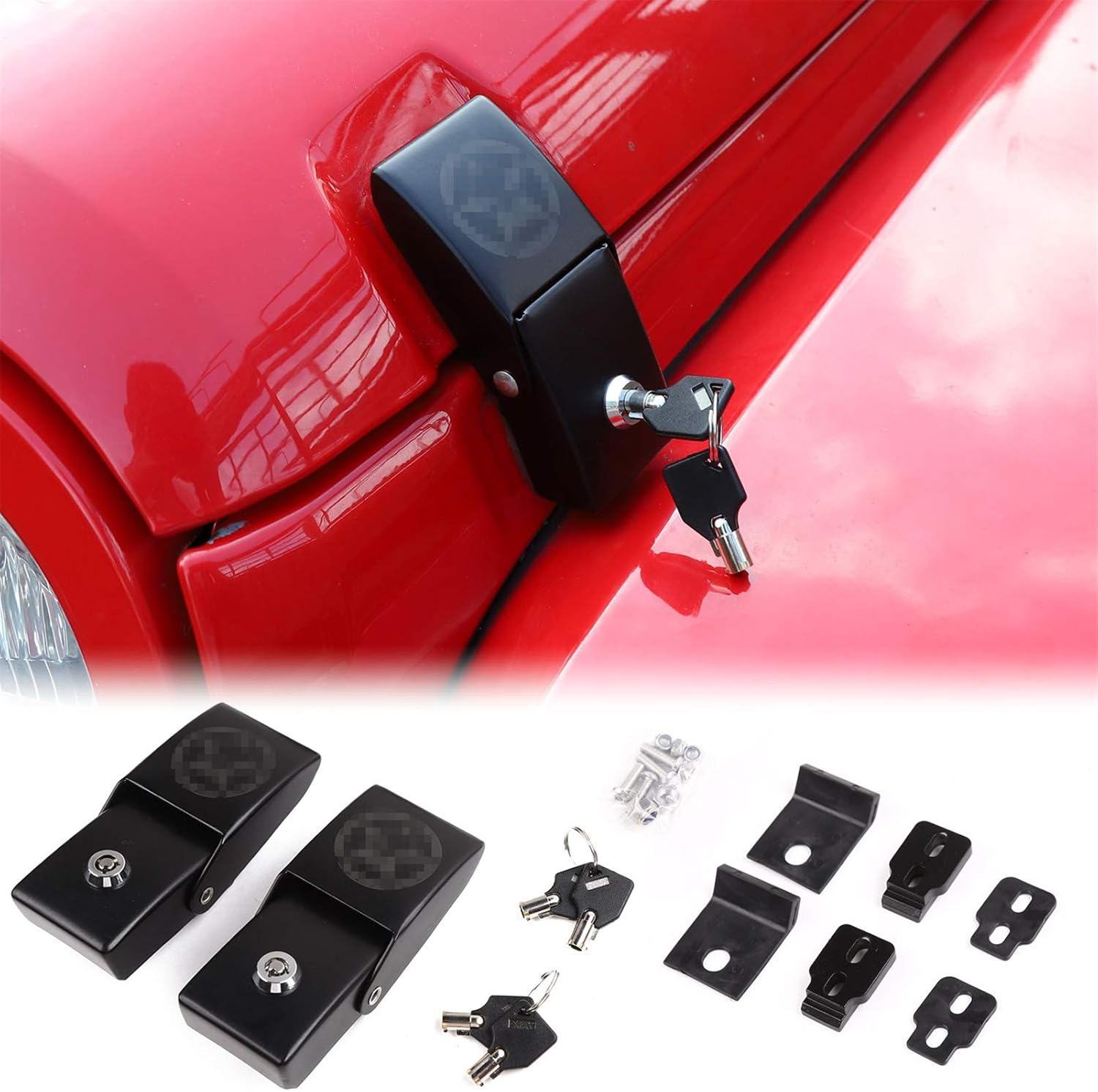 JeCar Hood Latches Locking Hood Catch Kit Aluminum Alloy Hood Locks for 2007-2018 Jeep Wrangler JK JKU, 2018-2021 JL JLU & 2020 Jeep Gladiator JT, Skull Style Pack of 2