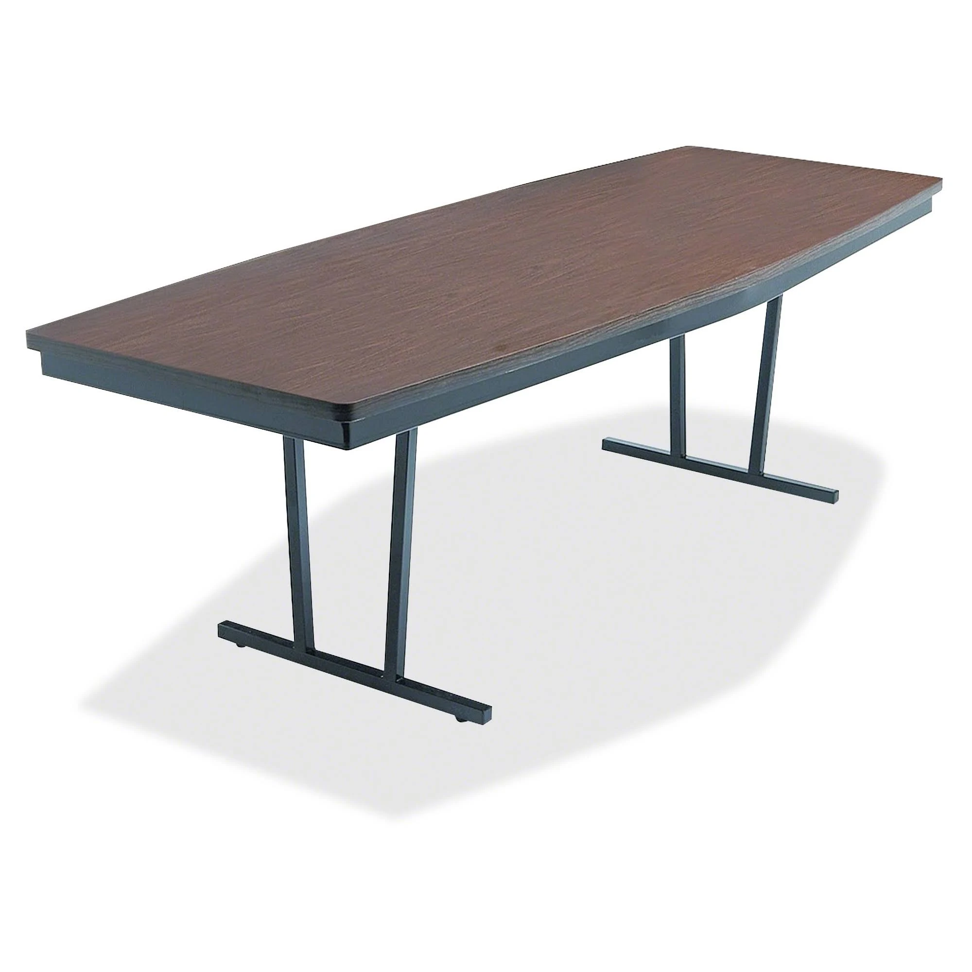 Barricks Economy Conference Folding Table Boat 72w x 36d x 30H Walnut/Black