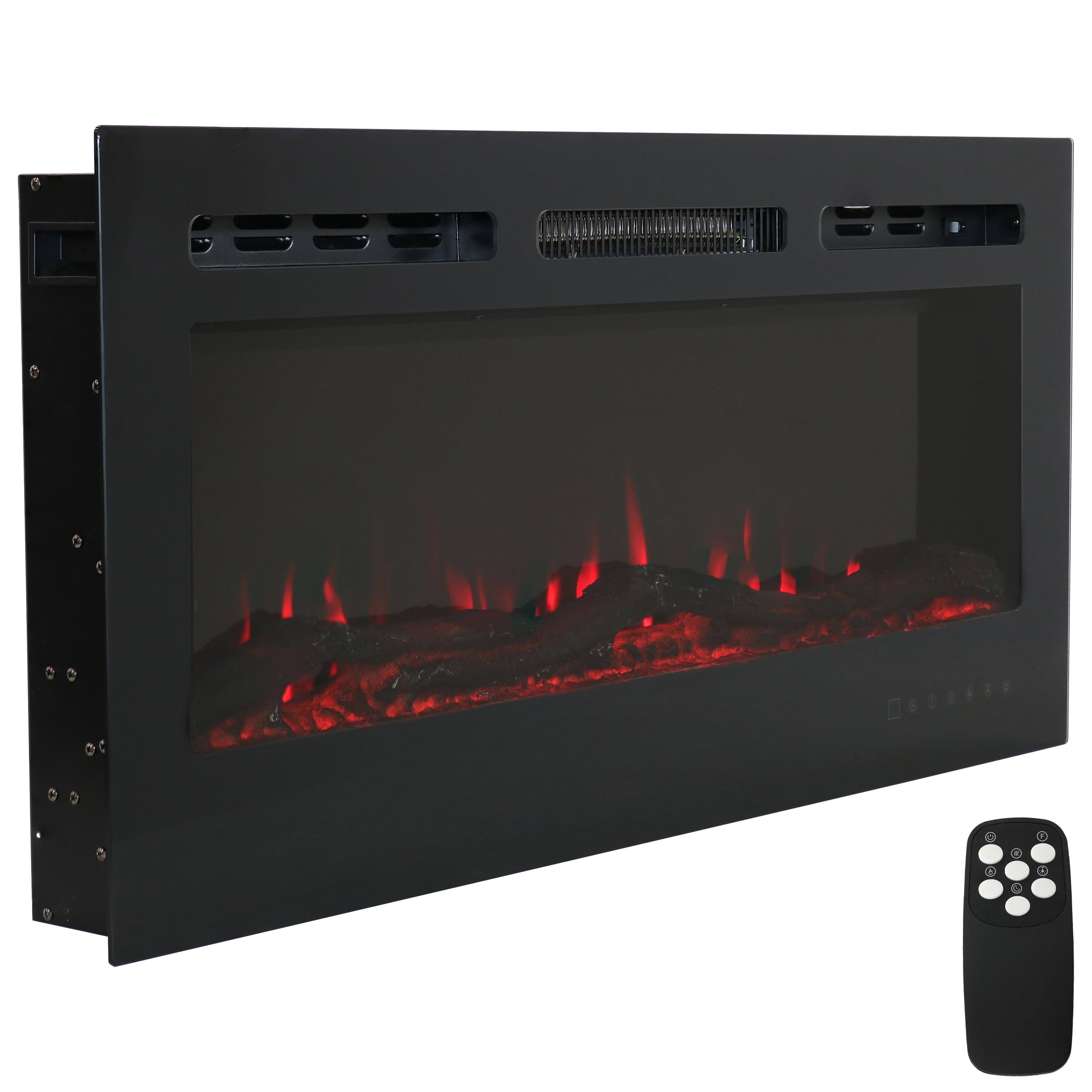 Sunnydaze Decor Modern Flame 40 in. Mounted Indoor Electric Fireplace