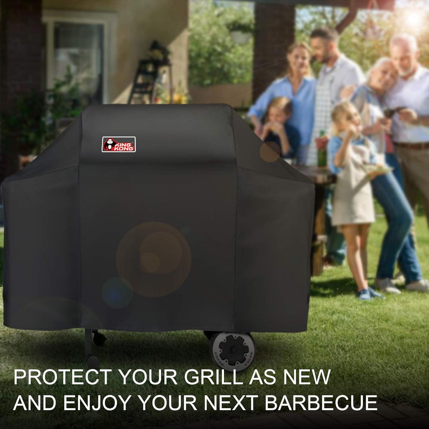 Kingkong 7573/7106 Cover for Weber Spirit 200, 300 Series and Genesis Silver Gas Grill Brush, Tongs and Thermometer Pack of 2