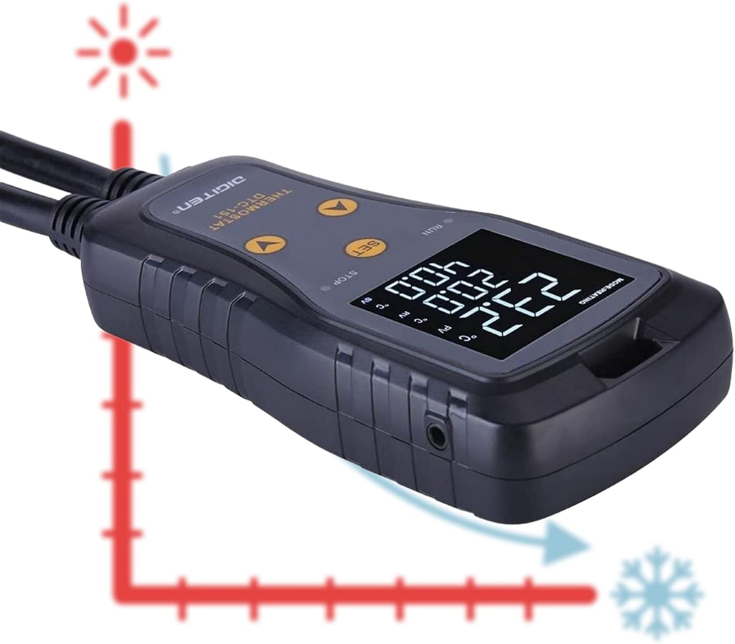 DIGITEN DTC151 Temperature Controller Plug-in Thermostat Cooling Heating Temperature Controller Outlet GreenhouseThermostat for Germination Incubation Homebrewing Pack of 2