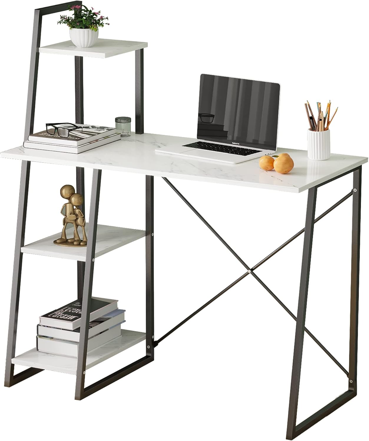 LVSOMT Computer Desk with Bookshelf, 40
