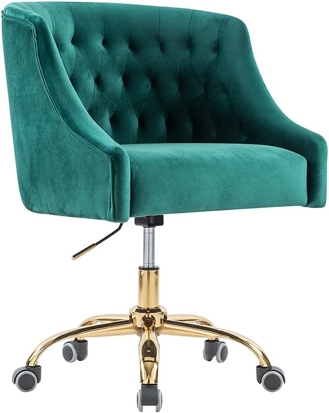 ATTICA Home Office Desk Chair Modern Velvet Office Computer Chair Height Adjustable Mid-Back Task Chair (Pink)