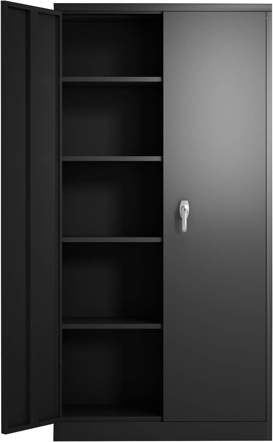 Waqiv Metal Storage Cabinet,Steel Storage Cabinet with 2 Doors and 4 Adjustable Shelves,Black Metal Cabinet with Lock,72