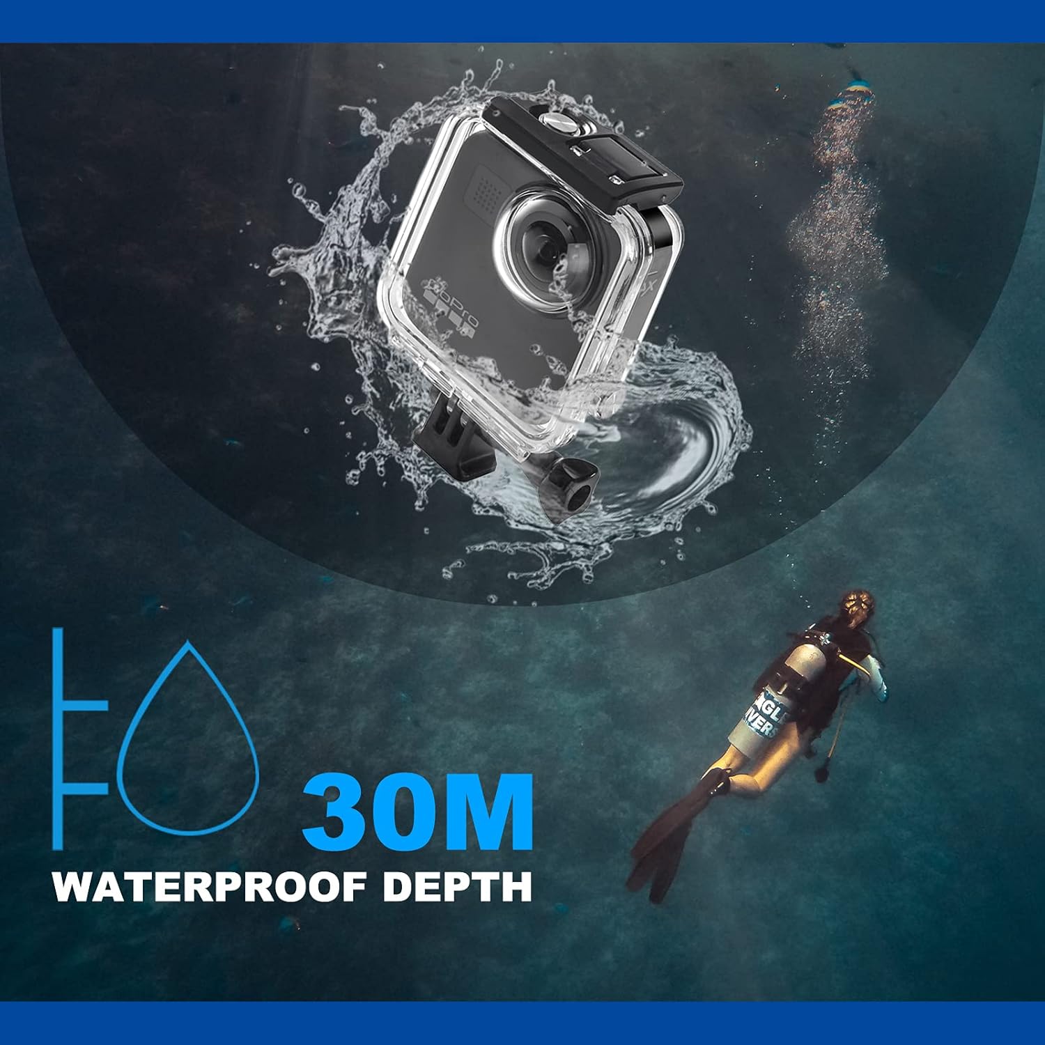 Waterproof Case for Gopro Max Action Camera, Underwater Diving Protective Housing 30M with Bracket Accessories