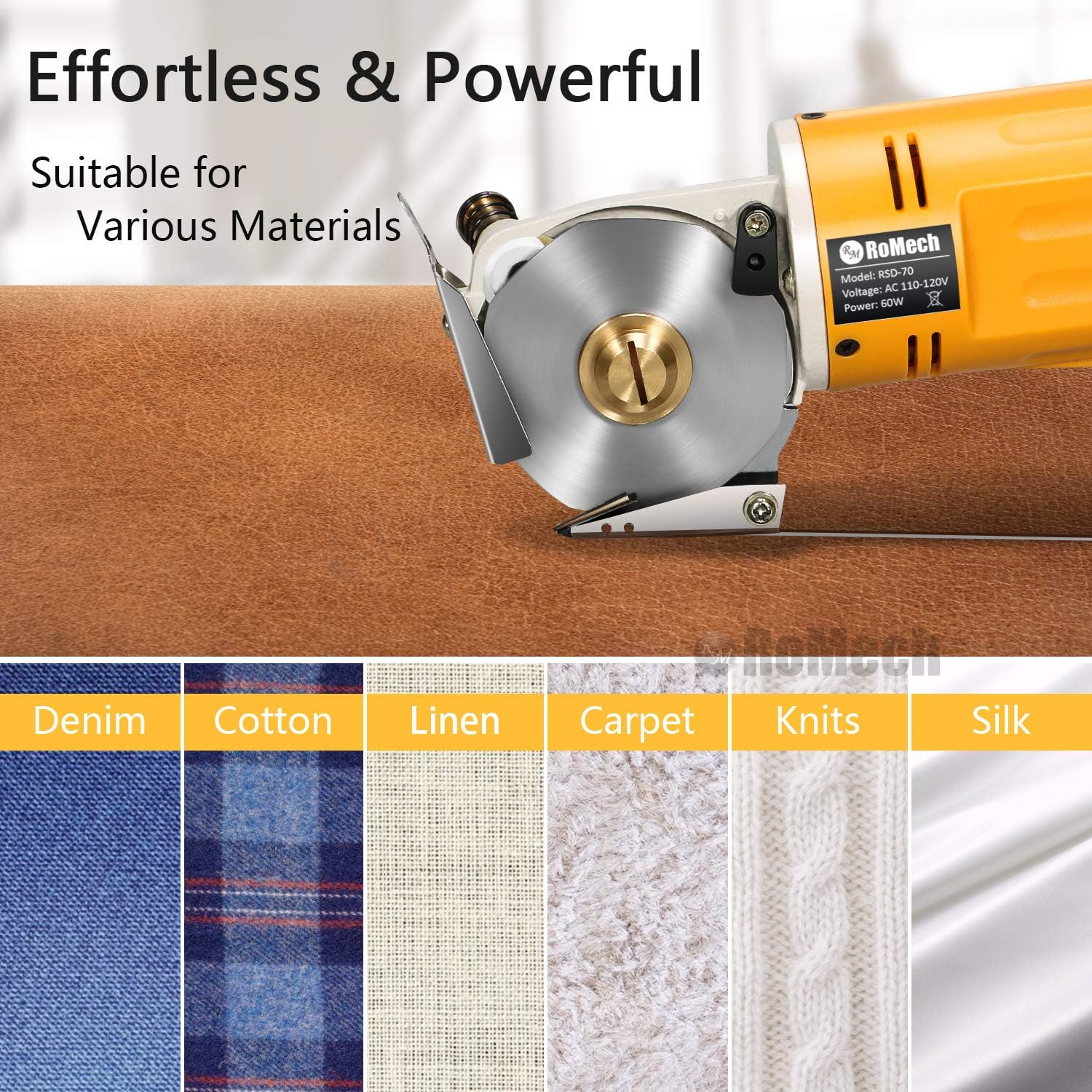 RoMech Mini Electric Cloth Cutter, Rotary Blade Fabric Cutting Machine, Octagonal Knife, Electric Rotary Scissors for Multi Layer Leather Wool (RM-031)