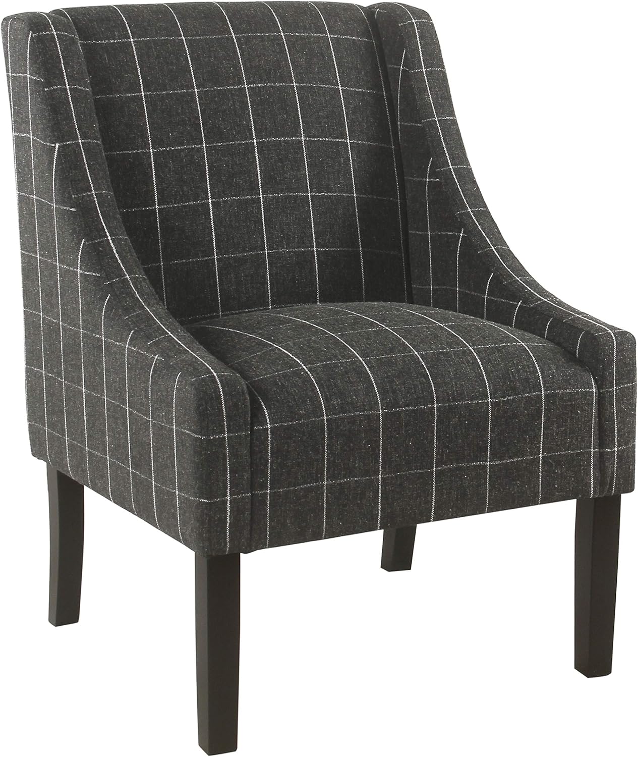 HomePop Modern Swoop Accent Chair, Charcoal Stripe
