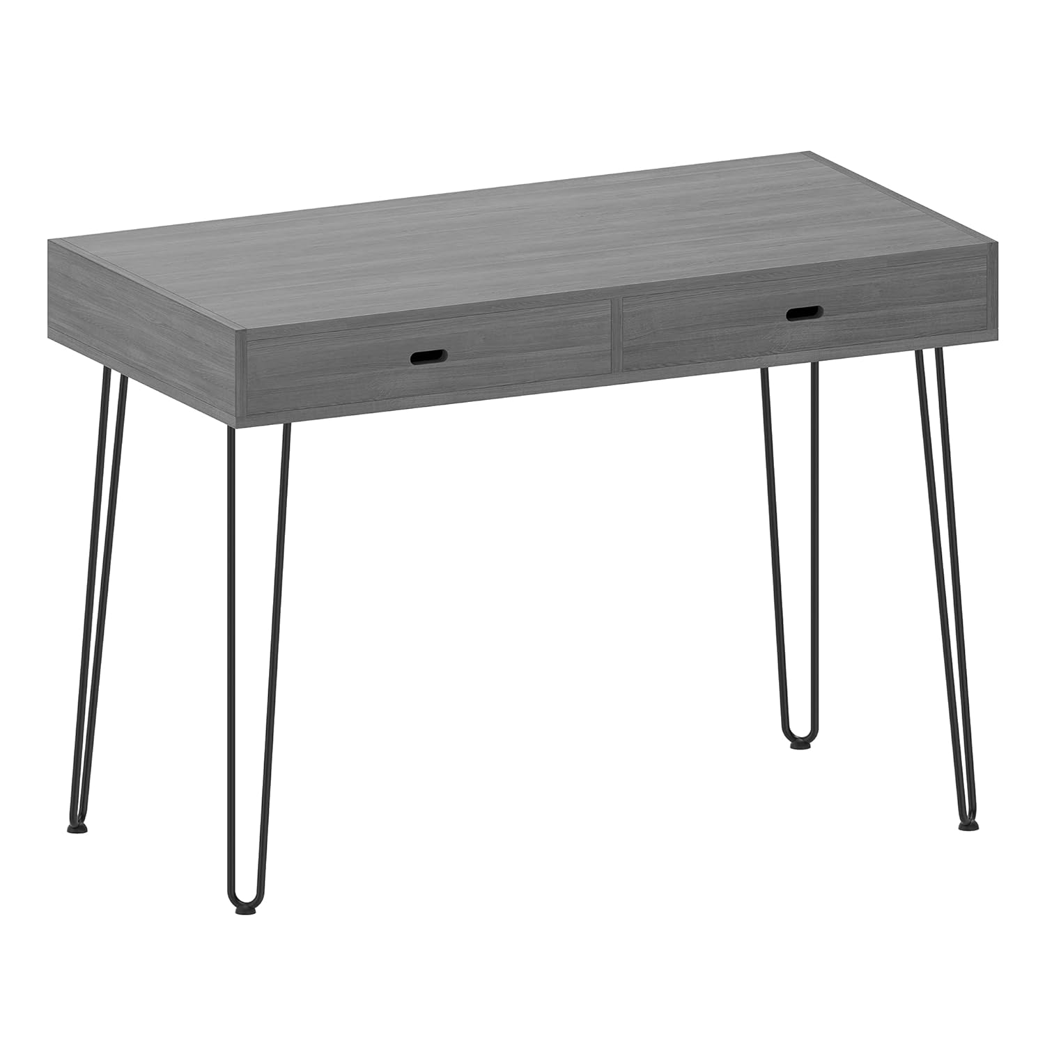 OfficeSource Any Space WFH Collection Writing Desk with Two Drawers and Black Hairpin Legs – 48″W x 24″D x 30″H, Bayshore Gray