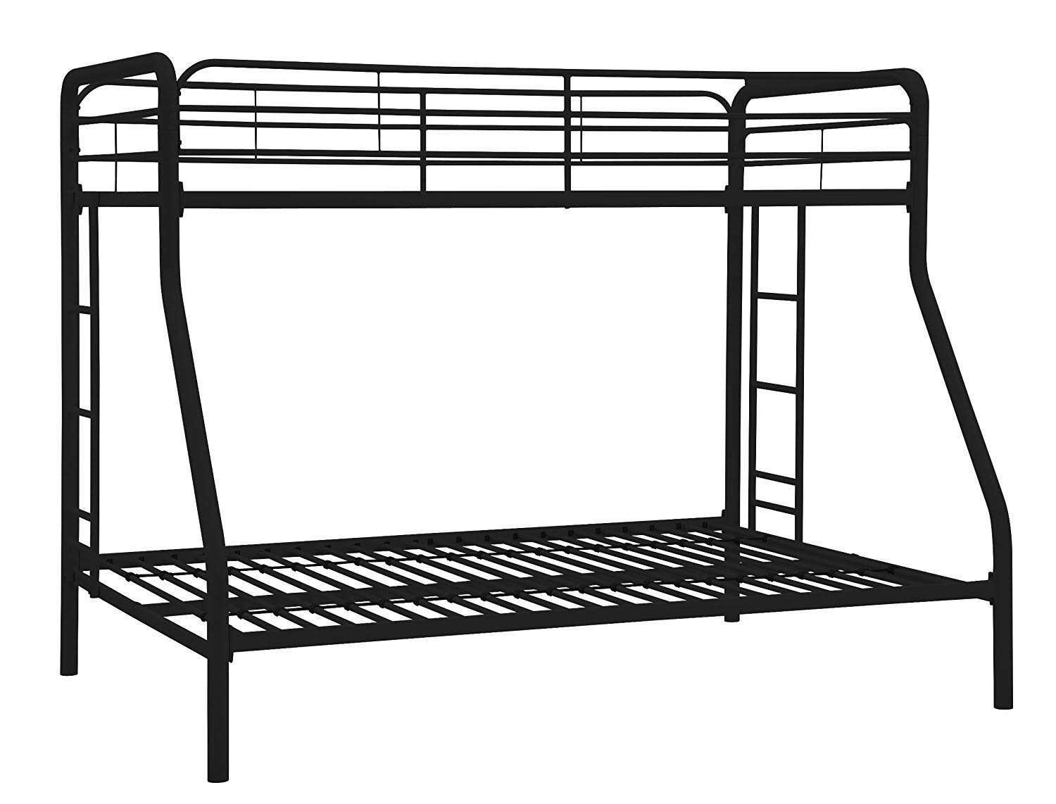 DHP Twin-Over-Full Bunk Bed with Metal Frame and Ladder, Space-Saving Design, Black