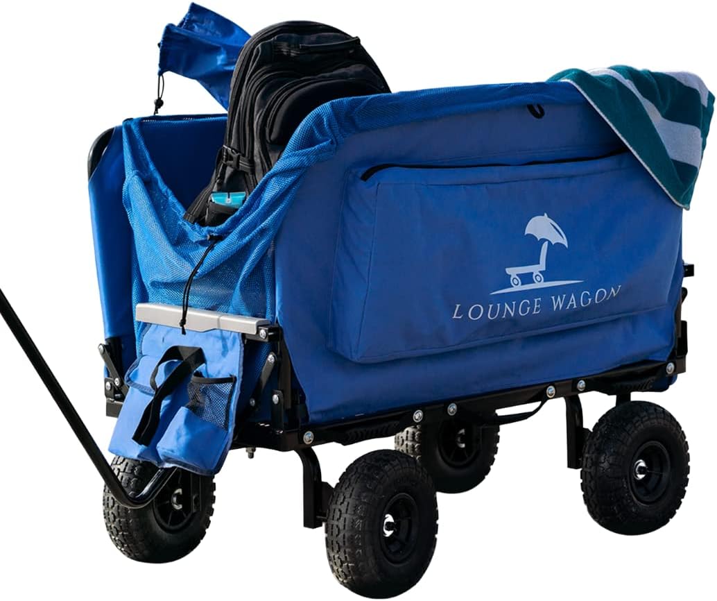 The Lounge Wagon &ndash; The Only Wagon That Converts into a 2-Person Chair - 3-in1 carts with Wheels, Chair & Umbrella - Ultimate Beach Wagons&ndash; Beach Chairs for Adults &ndash; Sports Wagon - Park Wagon