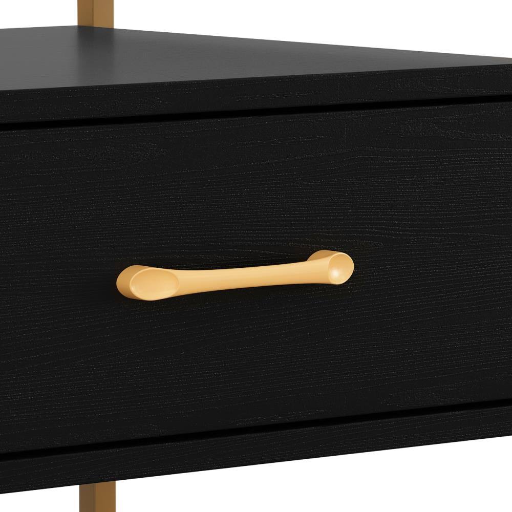 FUFUu0026GAGA Nightstand End Table with 1 Drawer and Shelf in Black | LJY-KF200145-02