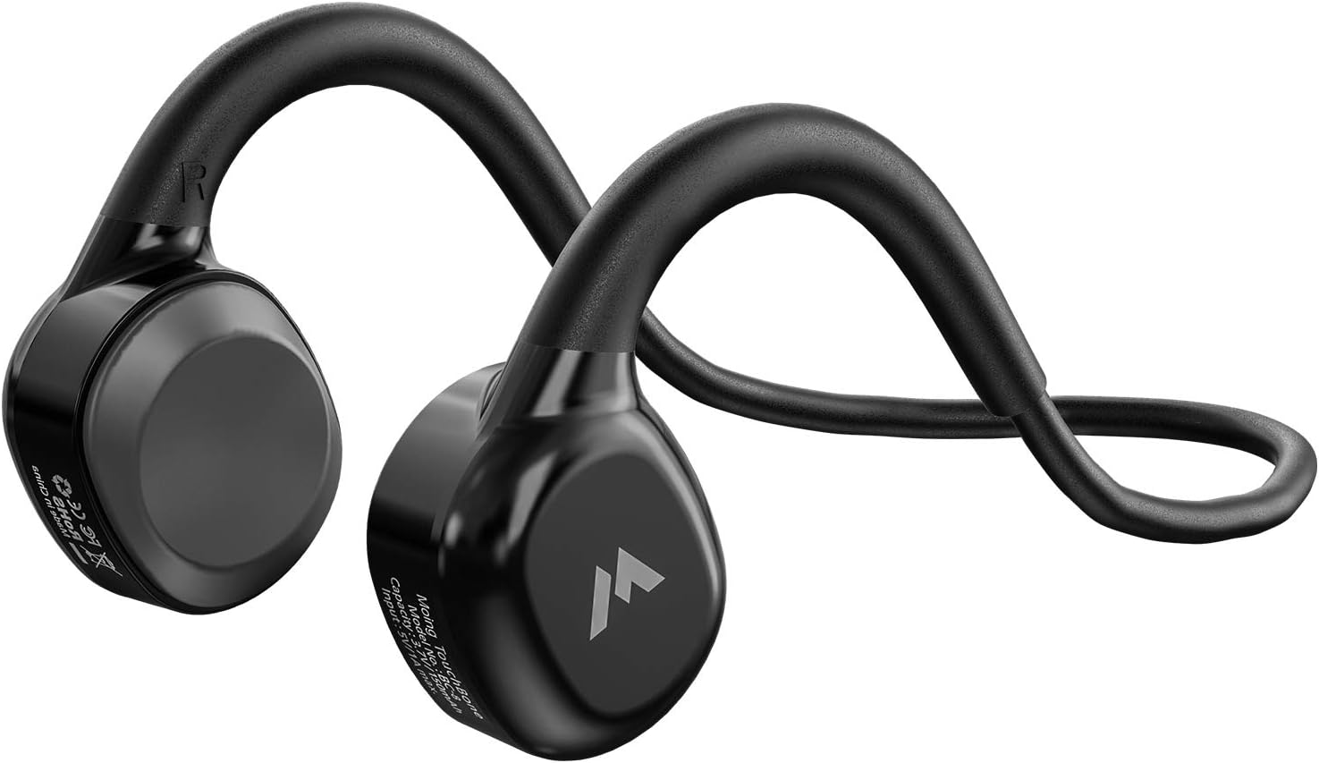 Wireless Bone Conduction Headphones Bluetooth 5.0 Open Ear Sports Headset with Mic Sweatproof for Running, Bicycling, Hiking (Black)