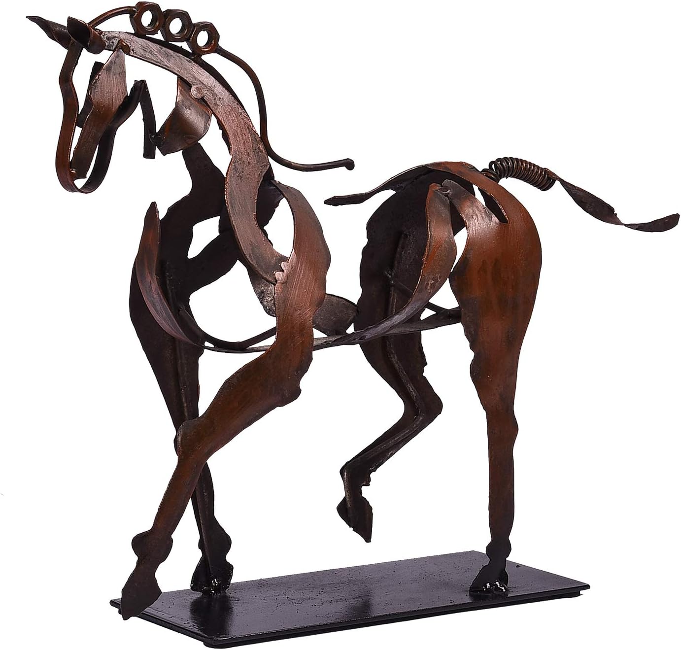 SunBlogs Art Metal Horse Statue Decor 100% Handmade Modern Horse Sculpture Handicraft, Rustic Metal Statue Decorations Gift for Home Bookshelf Fireplace Office Desk Figurine(Style 1)