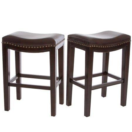Noble House Santina Brown Backless Counter Stools (Set of 2)