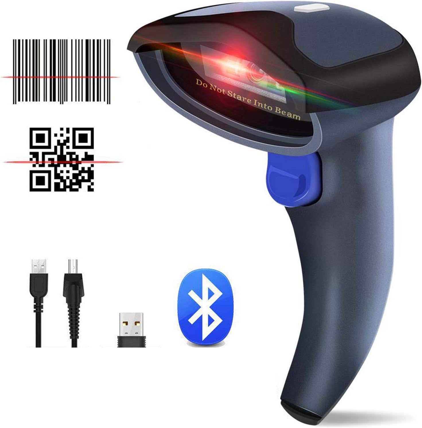 NETUM 2D Barcode Scanner 3-in-1 2.4G Wireless & USB2.0 Wired & Bluetooth 1D QR PDF417 Data Matrix Bar Code Scanner Cordless CMOS Image Barcode Reader for Mobile Payment Computer Screen W8-X Pack of 2
