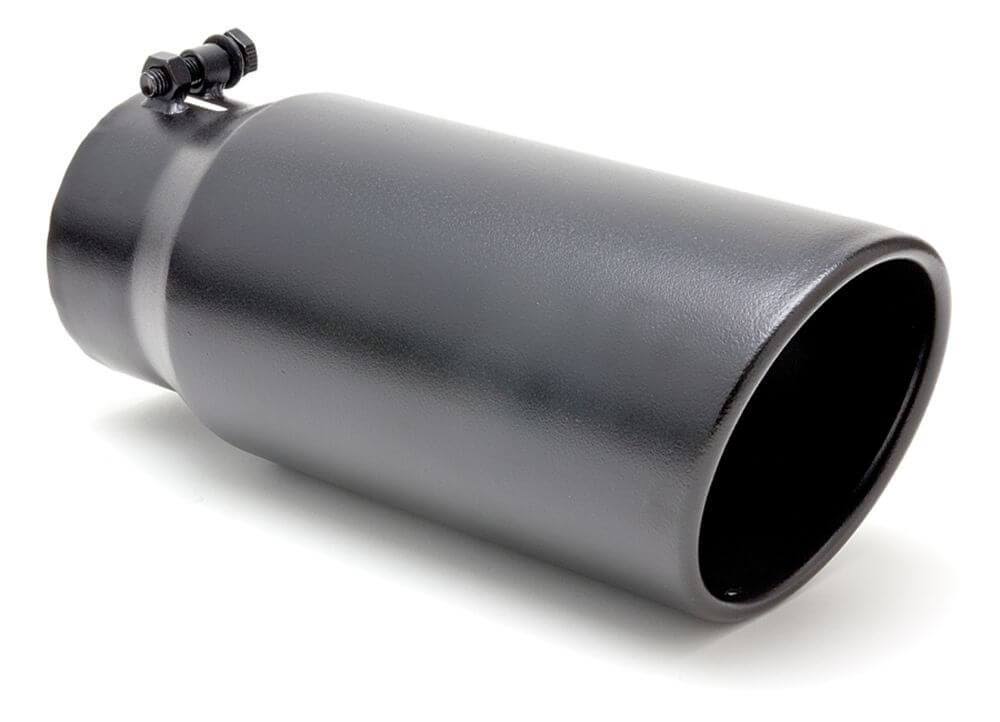 Hedman Hedders 17221 - Hot Tip Exhaust Tip - Black Glossy Bolt on 4x22 Inlet x 5x22 Outlet x 12x22 Length - Rolled Slant Tip Sty