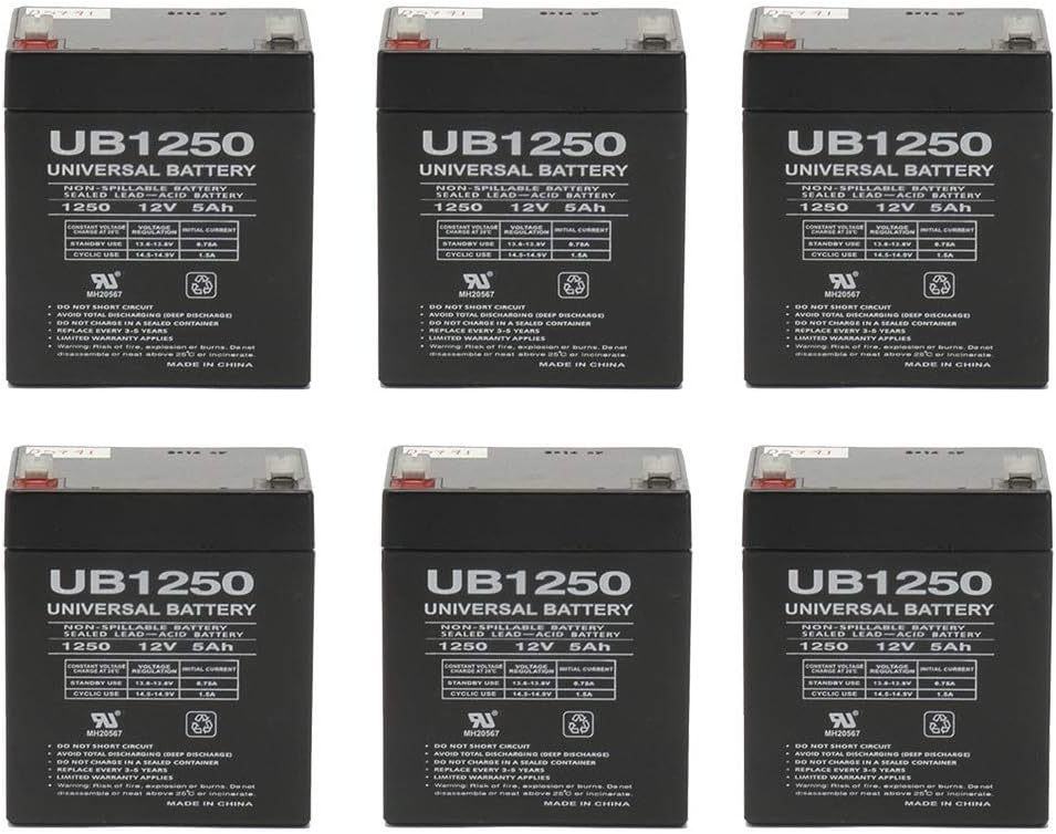Universal Power Group 12V 5Ah UPS Backup Battery Replaces Amstron AP-1250F2, AP-1250 F2-6 Pack