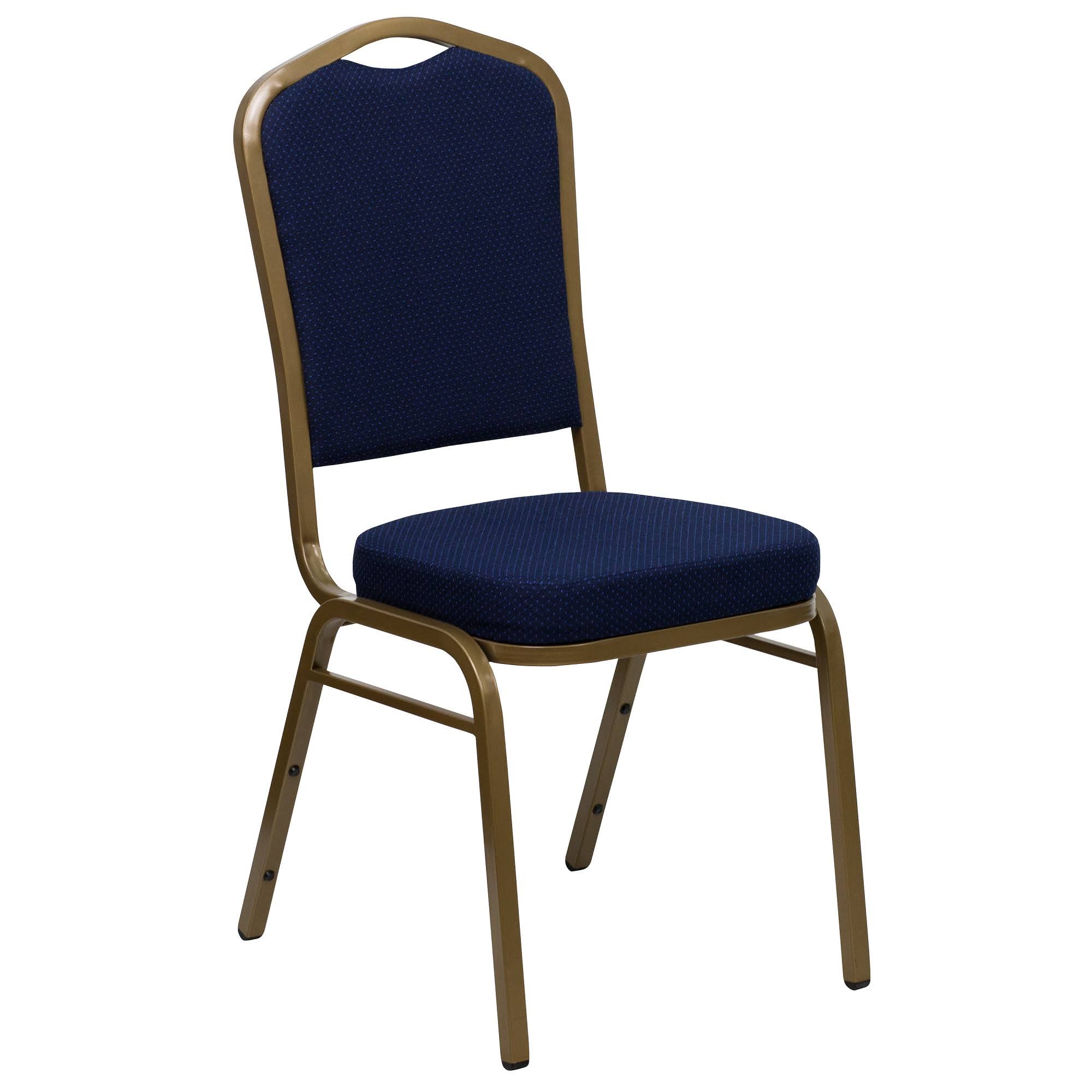 38x22 Navy Blue and Gold Crown Back Stacking Banquet Chair - 33719230