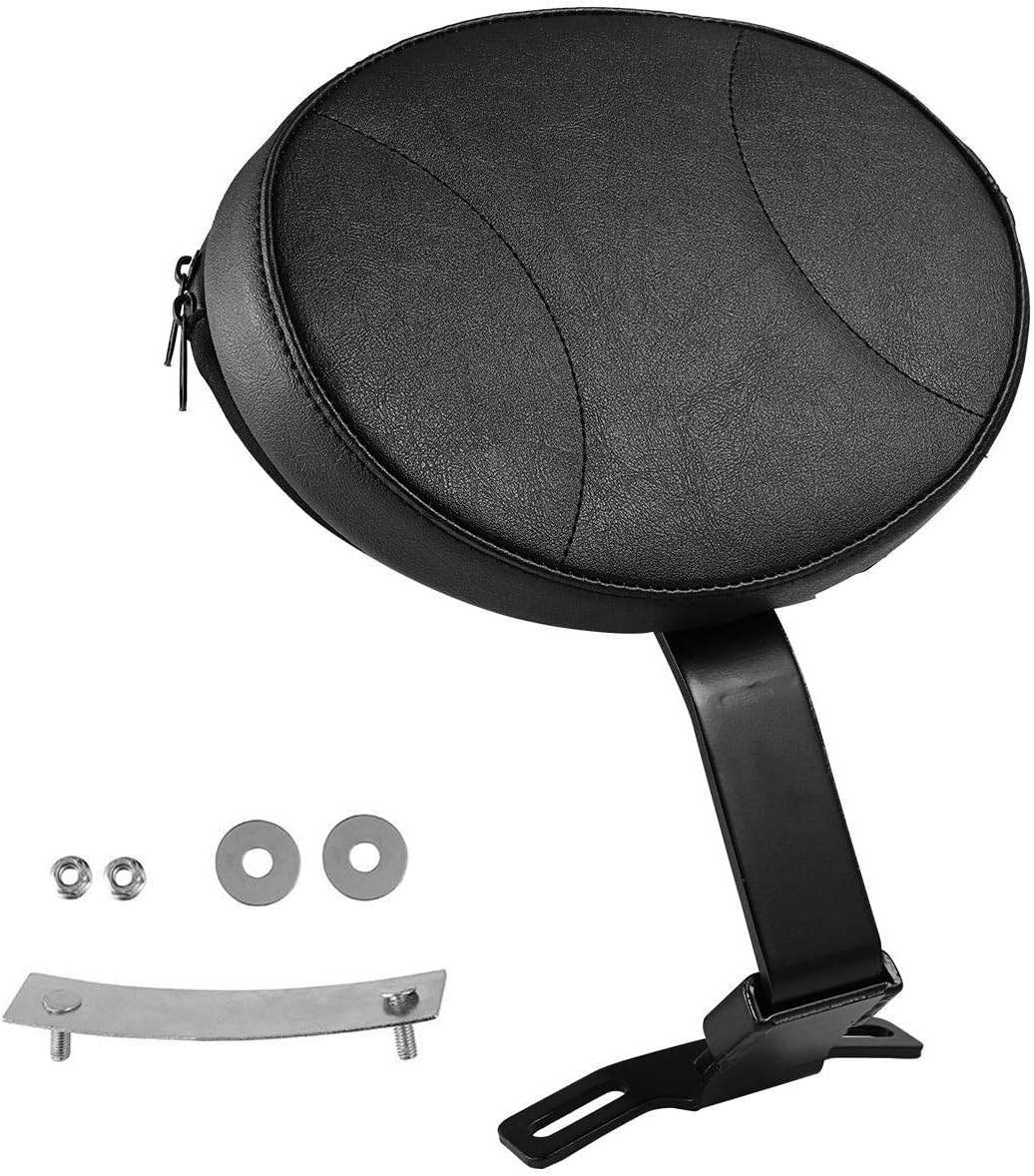 INNOGLOW Motorcycle Adjustable Backrest Driver Rider Back Rest Passenger PU Pad for Harley Heritage Softail Fatboy 2007-2017