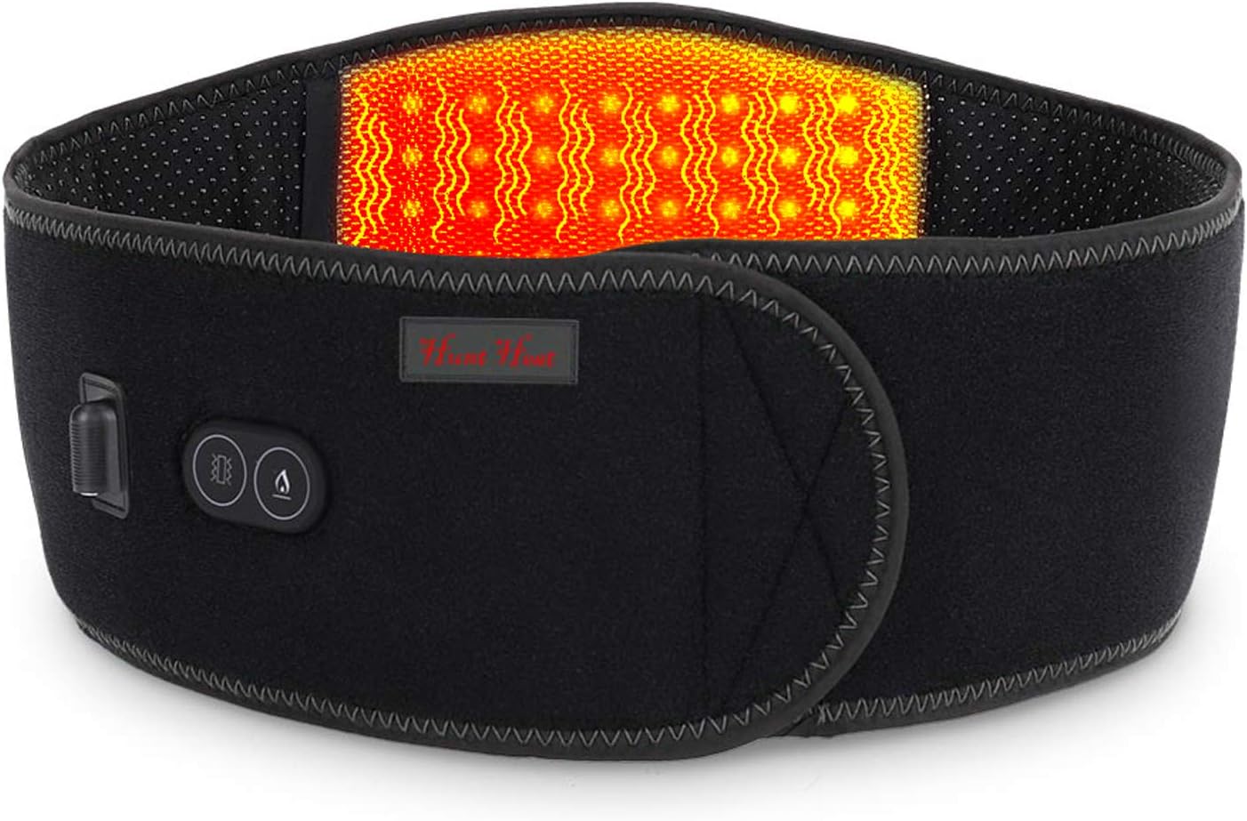 Heating Pad for Back Pain Massage - 7.4V Battery Cordless Heated Back Brace Far Infrared Heat Therapy Massage, Heated Waist Belt Wrap - Belly and Back Pain Relief Lumbar Spine Stomach Arthritis