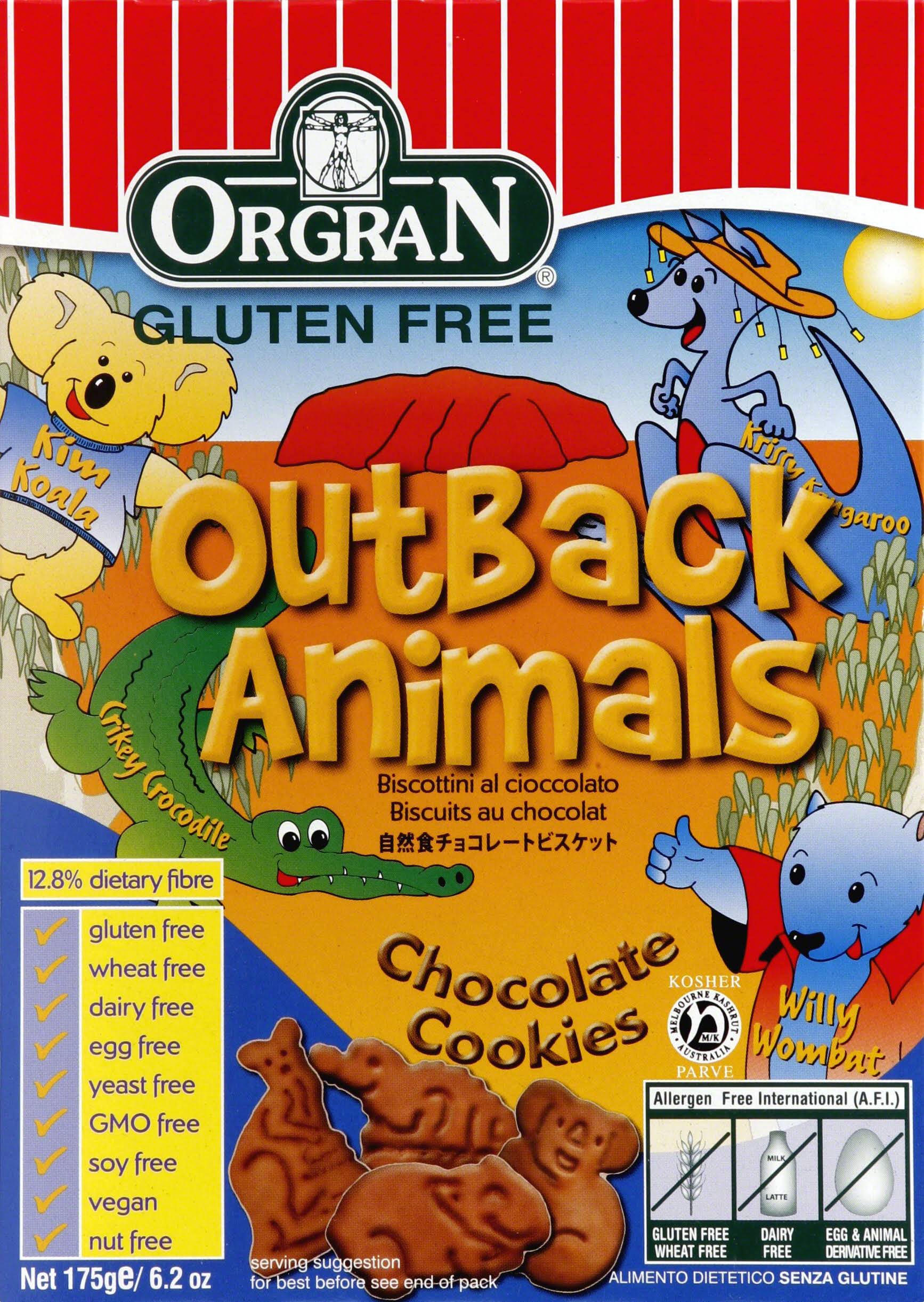 Orgran Outback Animals Cookies, Chocolate - 6.2 oz box