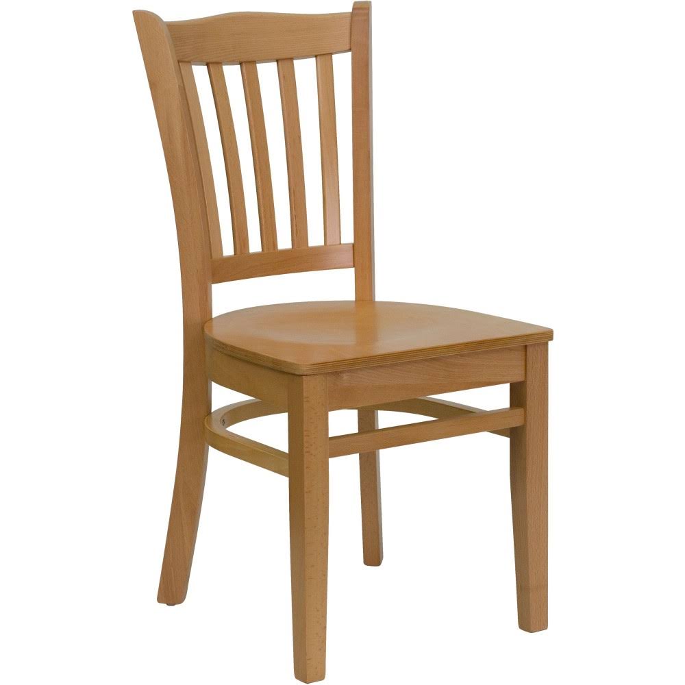 Flash Furniture XU-DGW0008VRT-NAT-GG Hercules Series Natural Wood Finished Vertical Slat Back Wooden Restaurant Chair