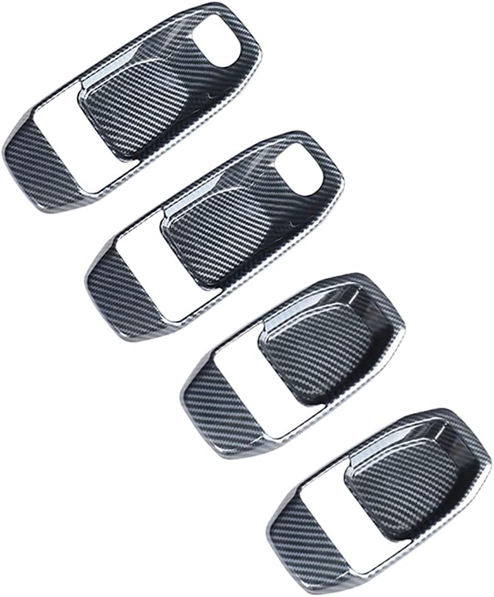 QHCP Car Inner Door Handle Bowl Frame Cover Sticker Trim ABS Carbon Fiber Style Black 4Pcs for Jeep Wrangler JL 2018 2019 2020 2021
